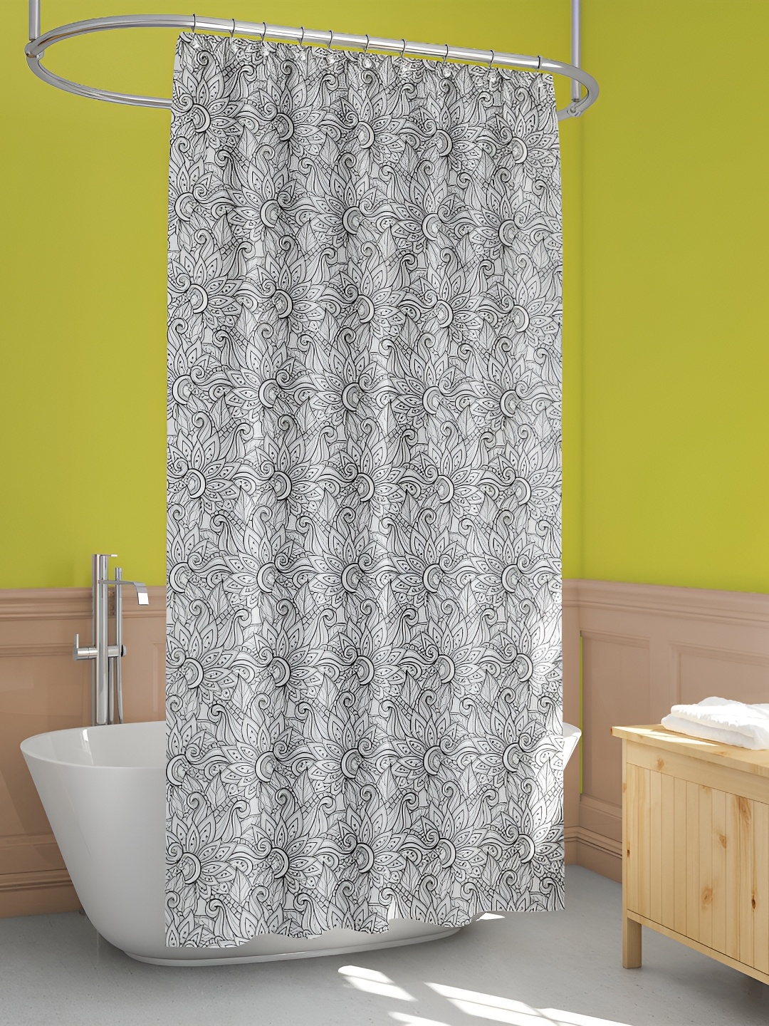 

ArtzFolio White & Black Printed Waterproof Shower Curtain