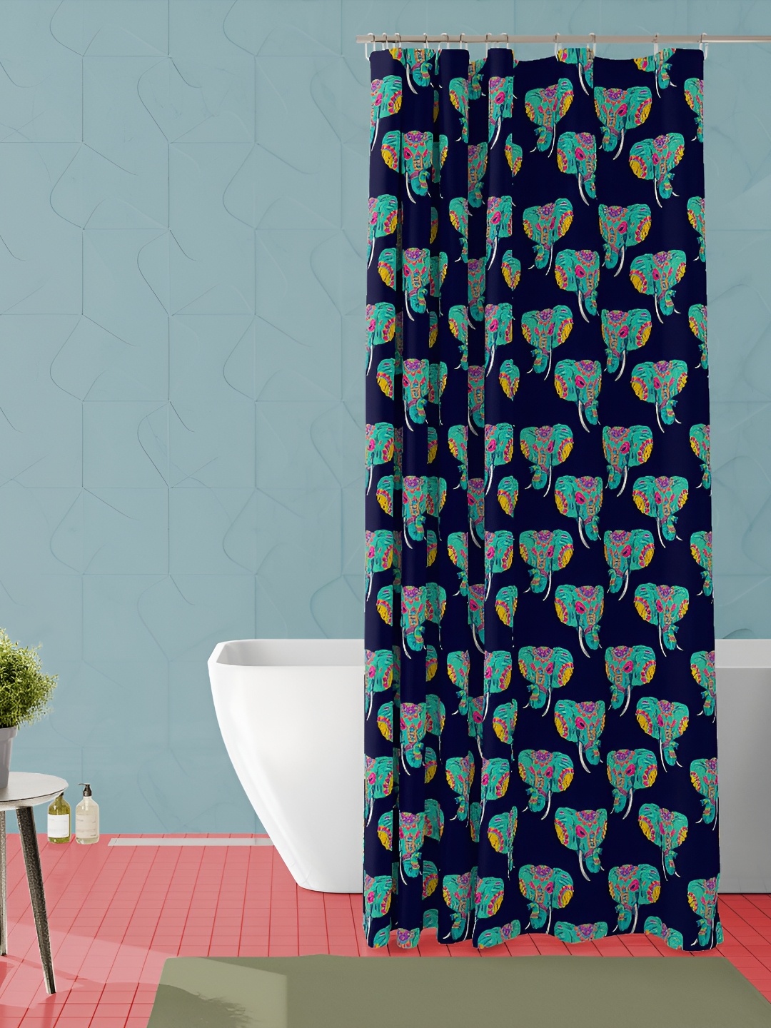 

ArtzFolio Blue & Turquoise Blue Printed Waterproof Shower Curtain