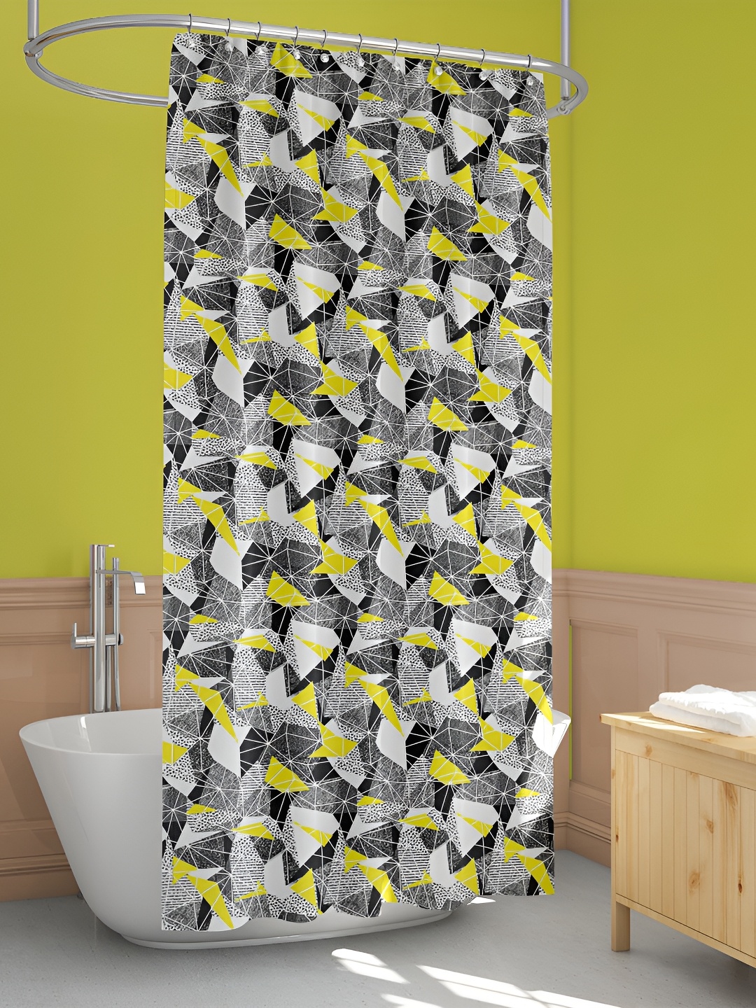 

ArtzFolio White & Black Printed Waterproof Shower Curtain
