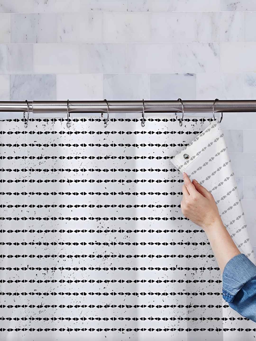

ArtzFolio White & Black Printed Waterproof Shower Curtain