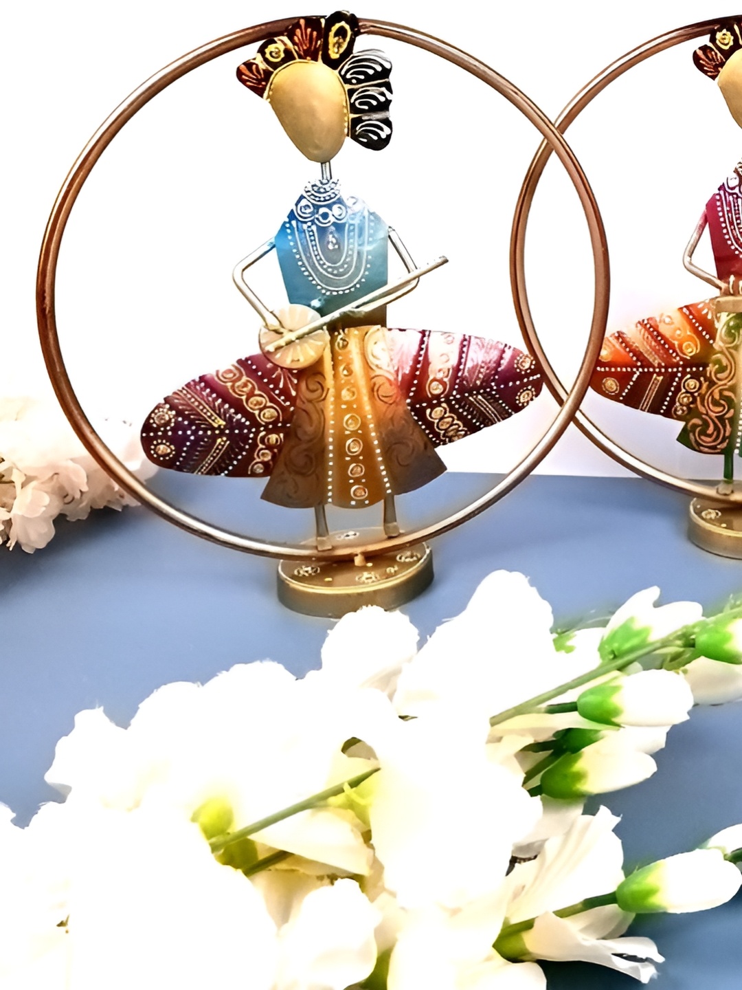 

apka mart Gold Toned & Blue 3 Pieces Musician Figurine Showpiece