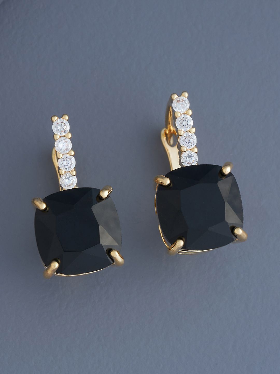 

Kushal's Fashion Jewellery Gold-Plated Zircon Square Hoop Earrings