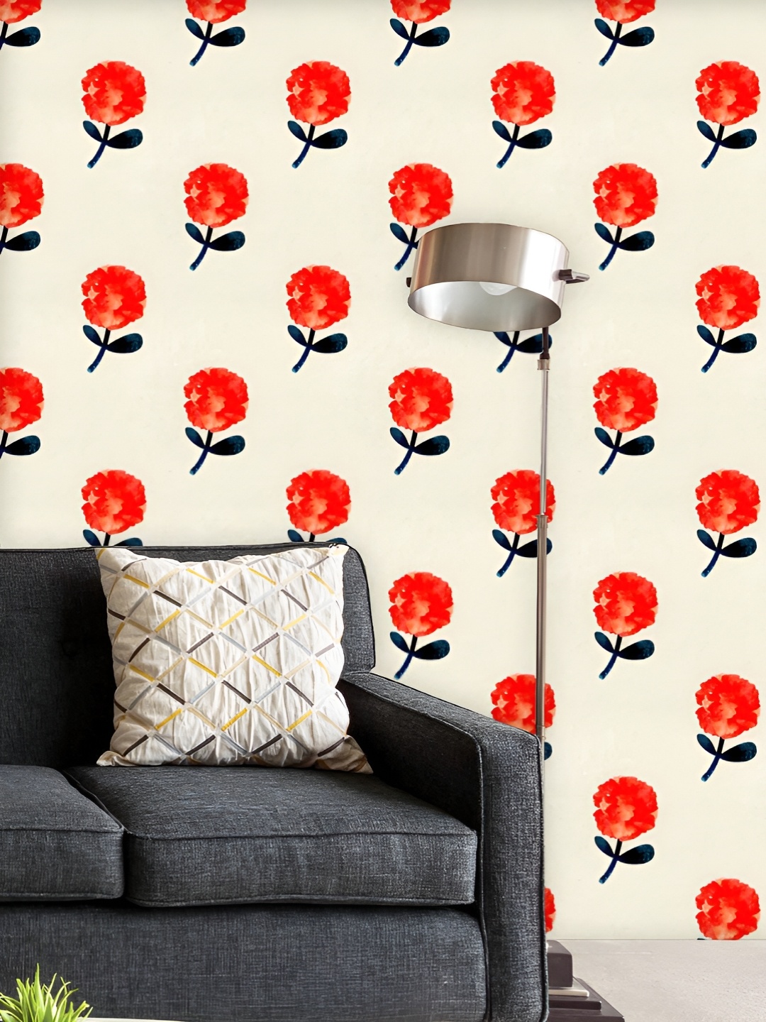 

ArtzFolio Printed UV-Resistant Anti-Bacterial Red Flowers Peel & Stick Wallpaper, Multi