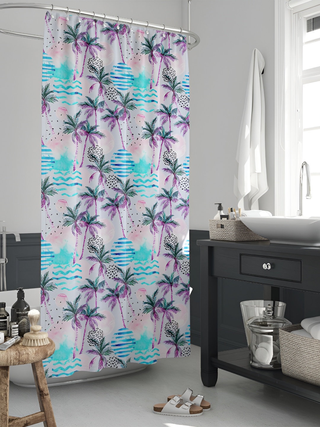 

ArtzFolio Single Piece Waterproof Polyester Shower Curtain, Multi