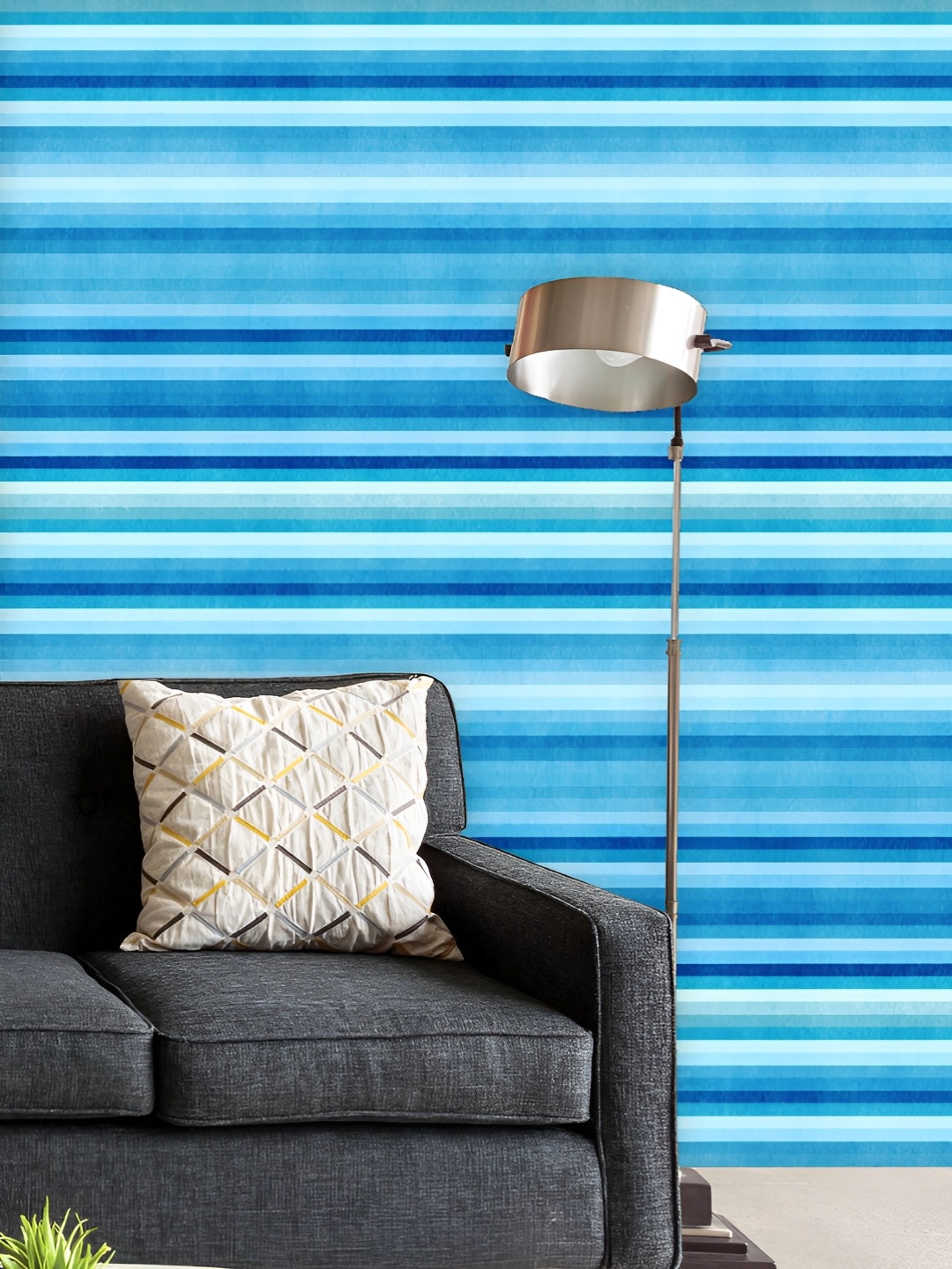 

ArtzFolio Printed UV-Resistant Anti-Bacterial Blue Stripes Peel & Stick Wallpaper, Multi