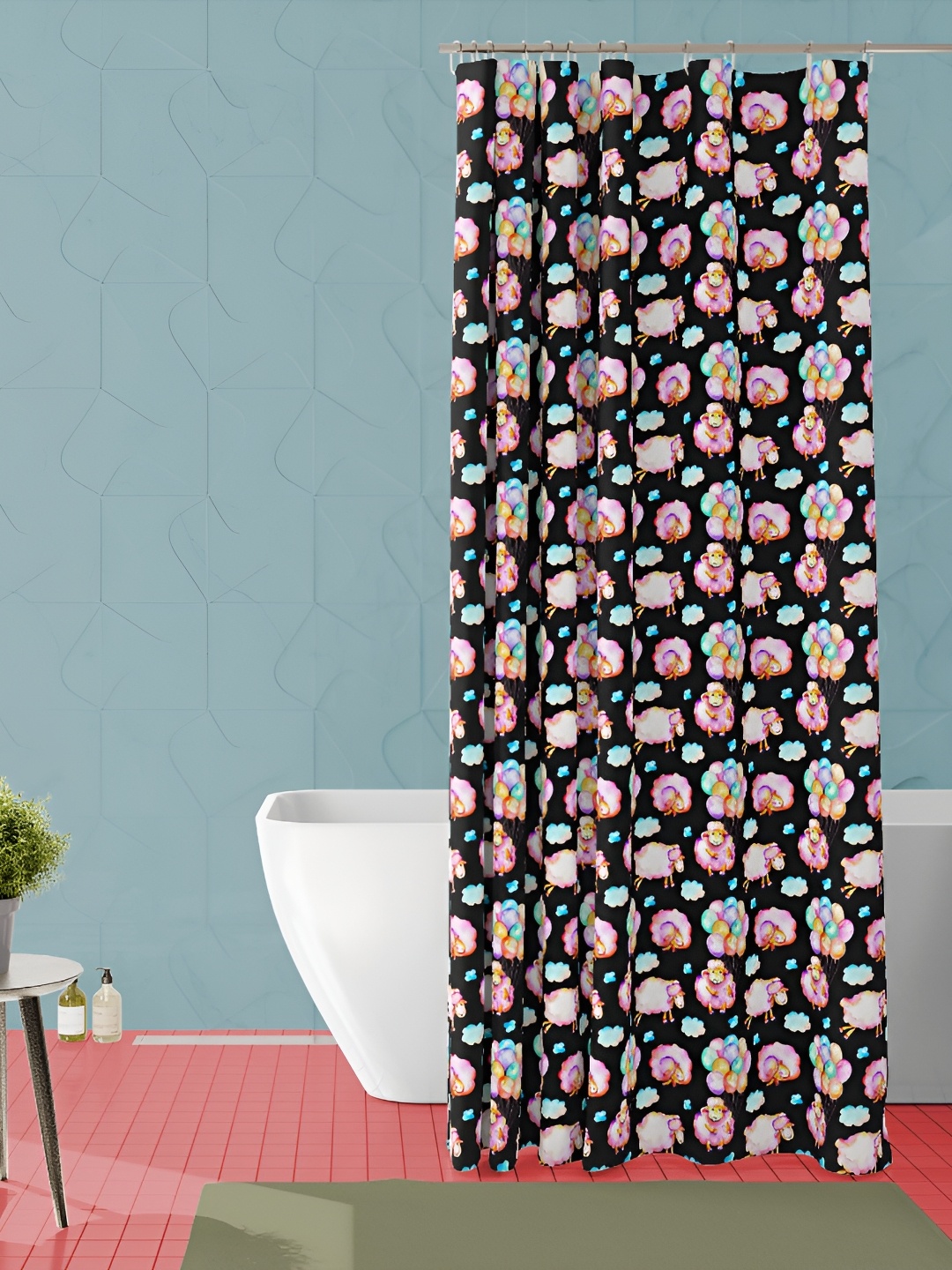 

ArtzFolio Black & Pink Printed Waterproof Shower Curtain