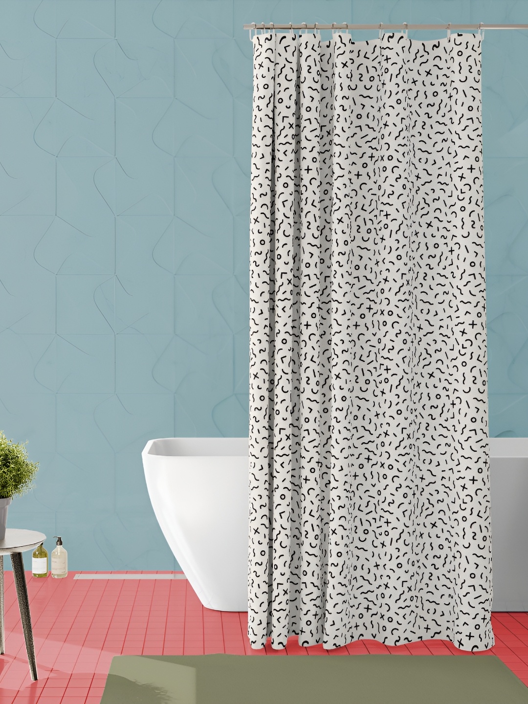

ArtzFolio White & Black Printed Waterproof Shower Curtain