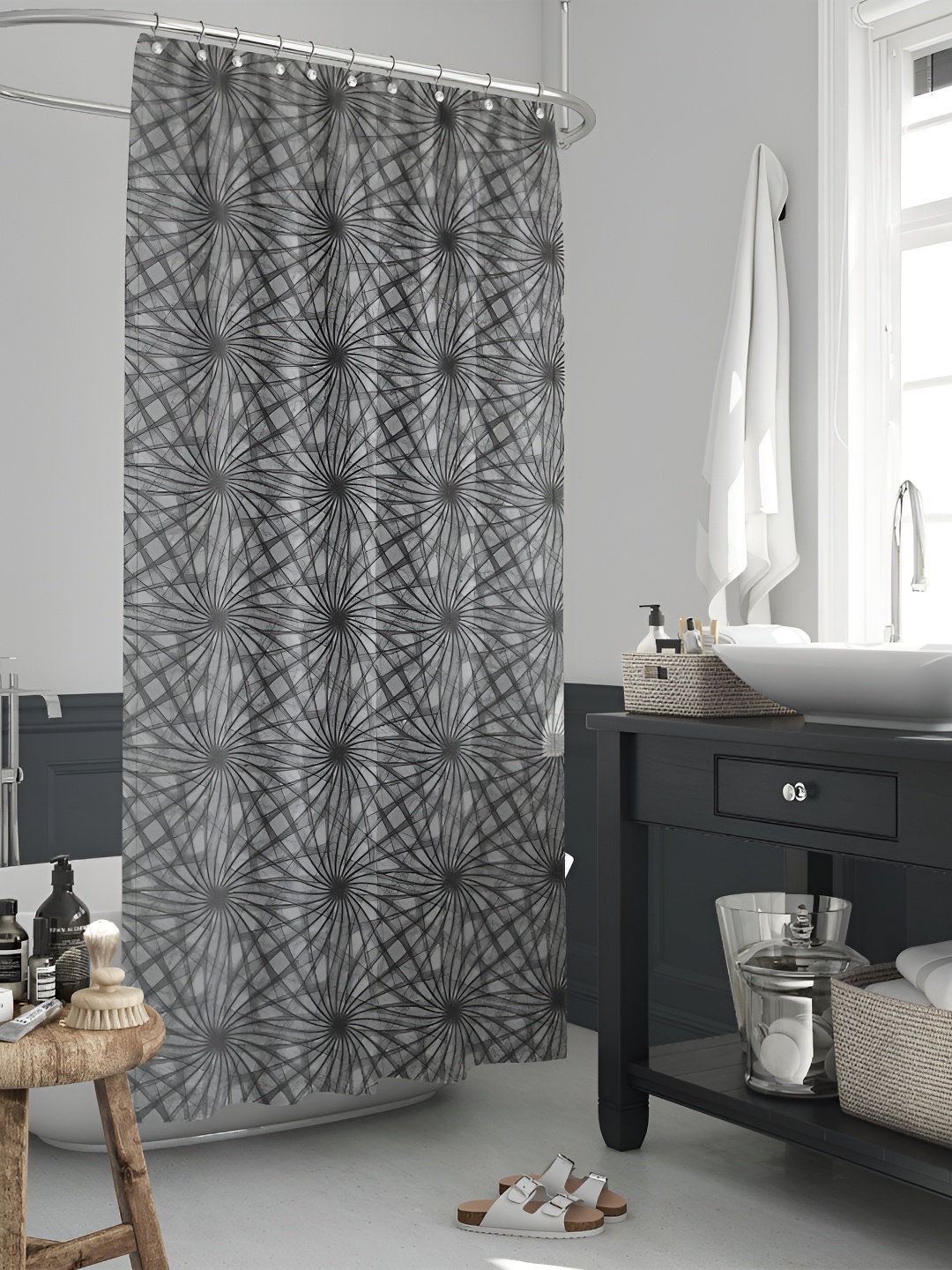 

ArtzFolio White and Black Printed Waterproof Shower Curtain