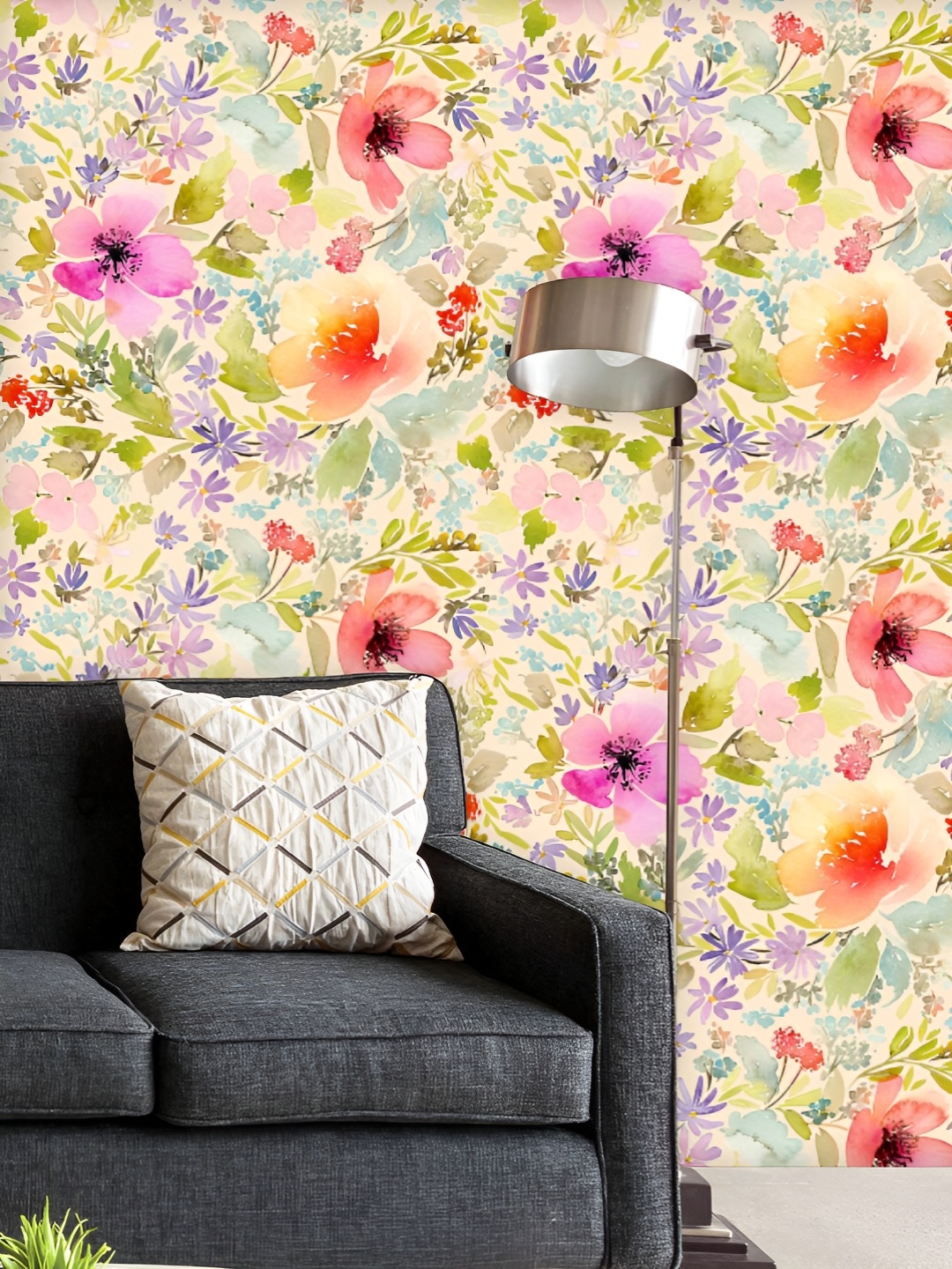 

ArtzFolio Printed UV-Resistant Anti-Bacterial Watercolor Spring Pattern Peel & Stick Wallpaper, Multi