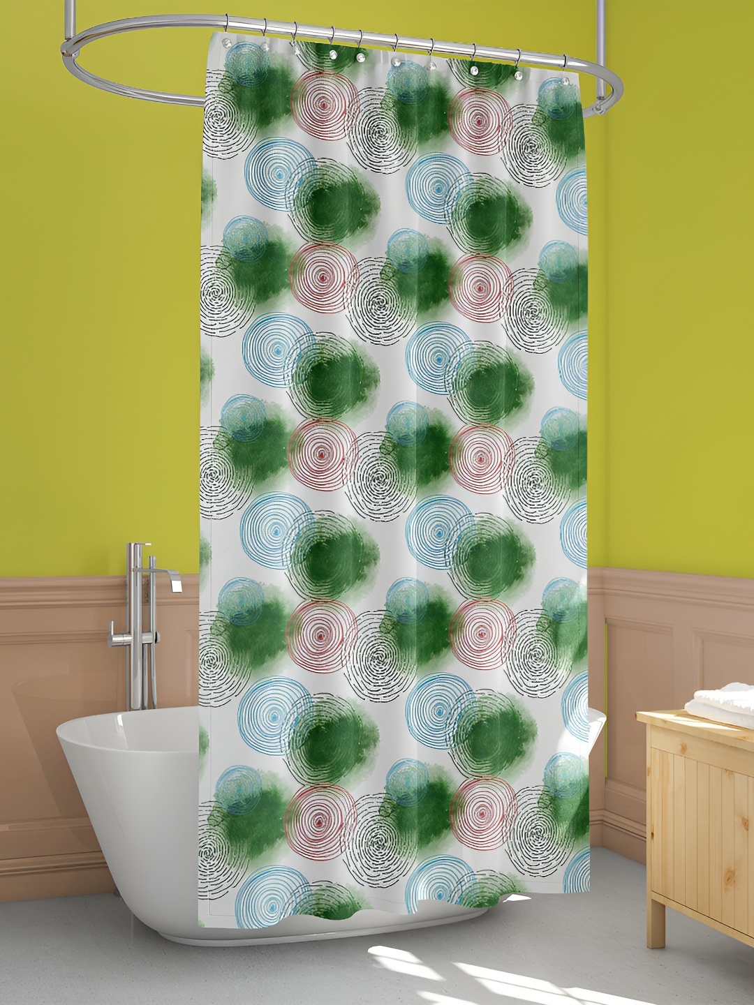 

ArtzFolio White & Green Printed Waterproof Shower Curtain