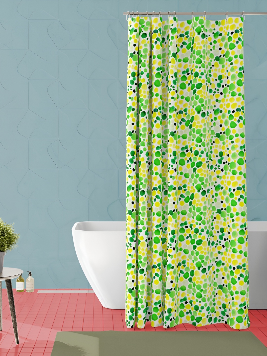 

ArtzFolio Yellow & Green Printed Waterproof Shower Curtain
