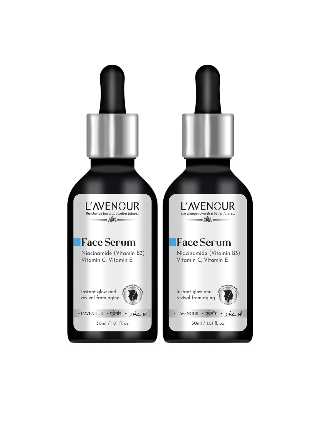 

L'AVENOUR Set Of 2 10% Niacinamide Face Serum For Acne Prone Skin - 30 ml Each, Transparent