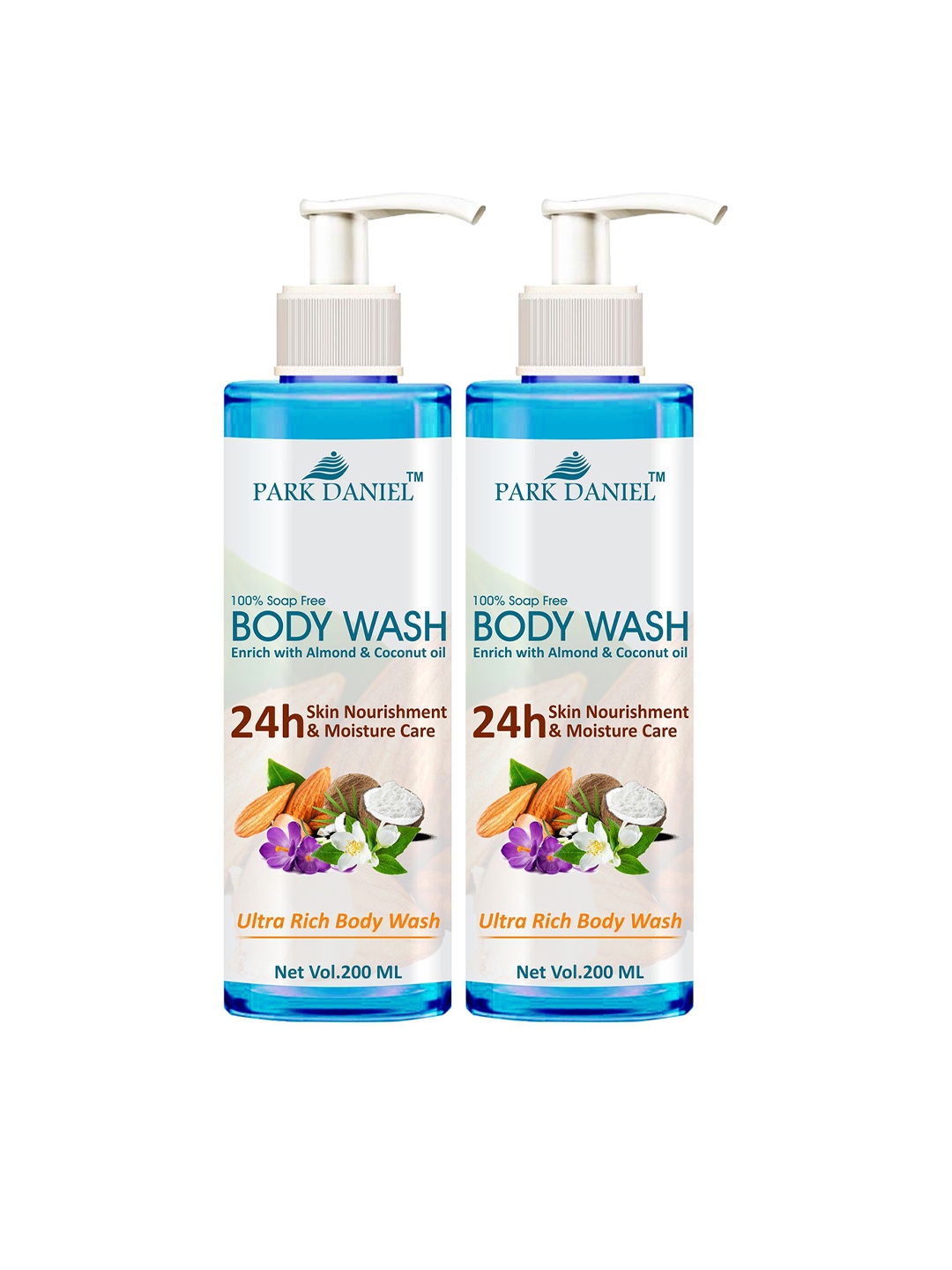 

Park Daniel Set Of 2 Ultra Rich Body Wash With Almond & Coconut Oil - 200 ml Each, Blue