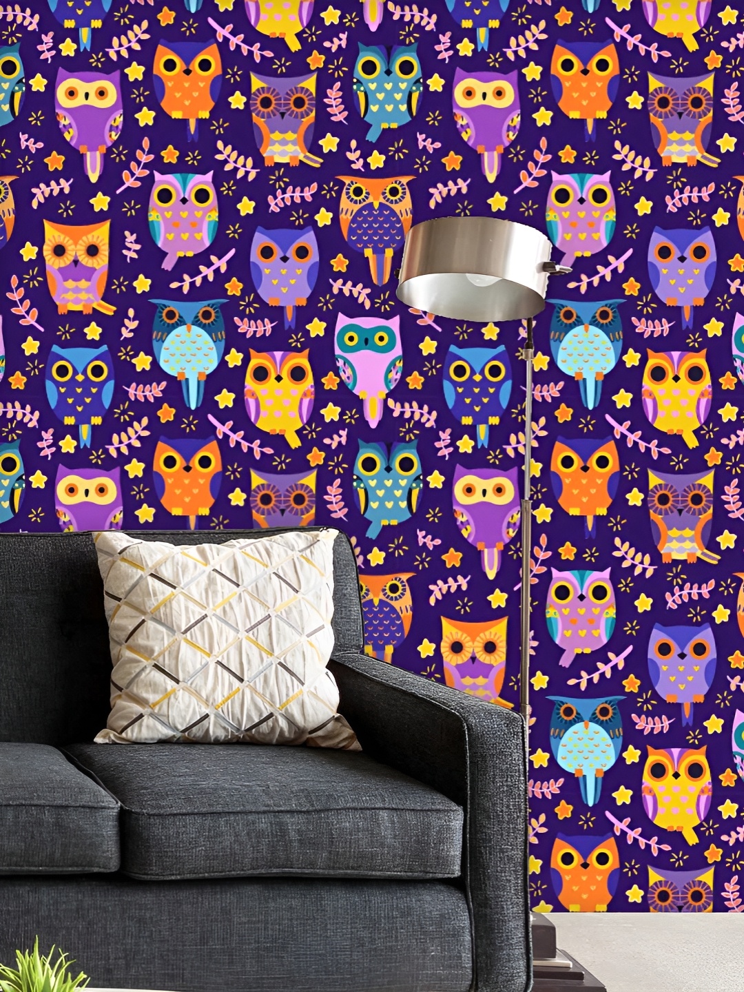 

ArtzFolio Printed UV-Resistant Anti-Bacterial Owls Peel & Stick Wallpaper, Multi
