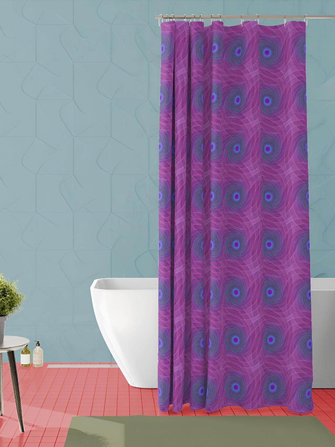 

ArtzFolio Purple & Blue Printed Waterproof Shower Curtain