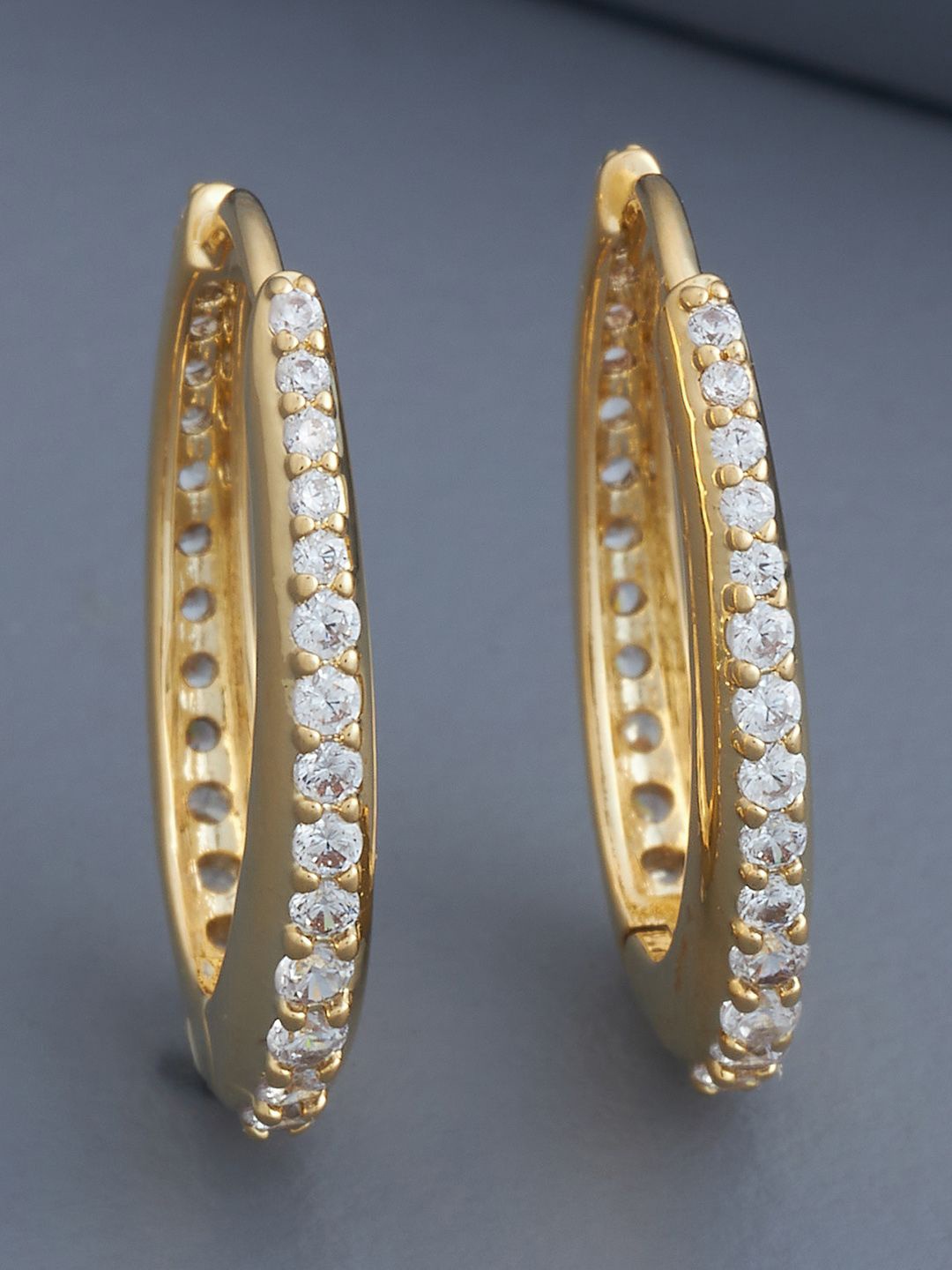 

Kushal's Fashion Jewellery Gold Plated Zircon Studded Circular Hoop Earrings