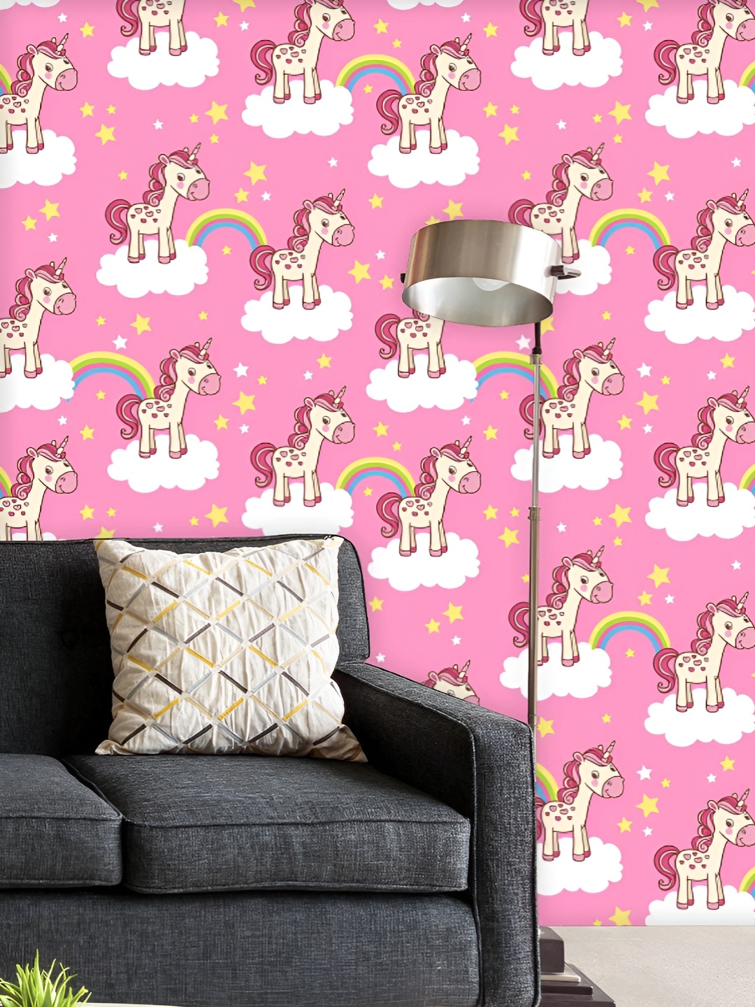 

ArtzFolio Printed UV-Resistant Anti-Bacterial Cartoon Horses In The Clouds Peel & Stick Wallpaper, Multi