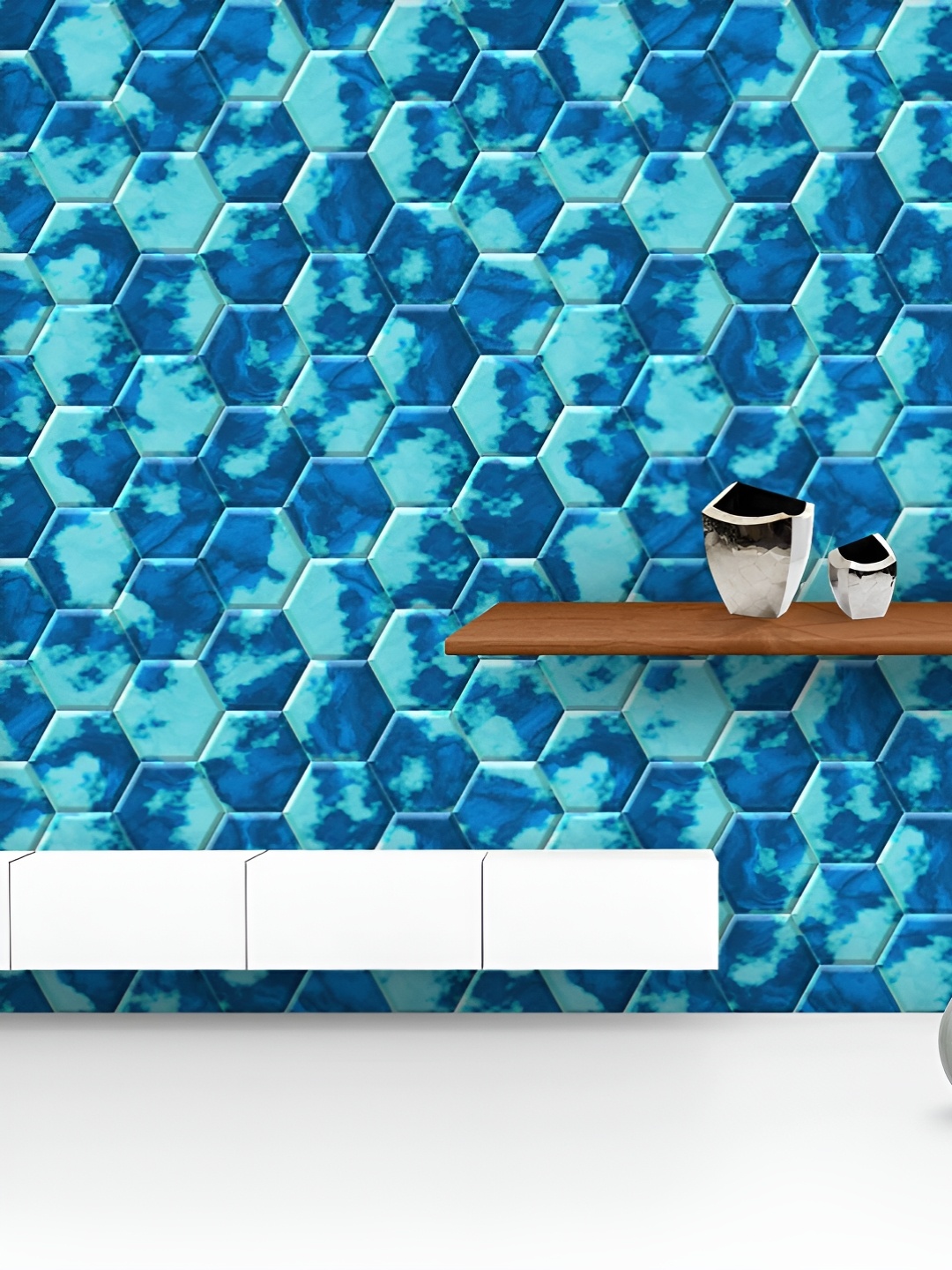 

ArtzFolio Printed UV-Resistant Anti-Bacterial Hexacomb Tiling Peel & Stick Wallpaper, Multi