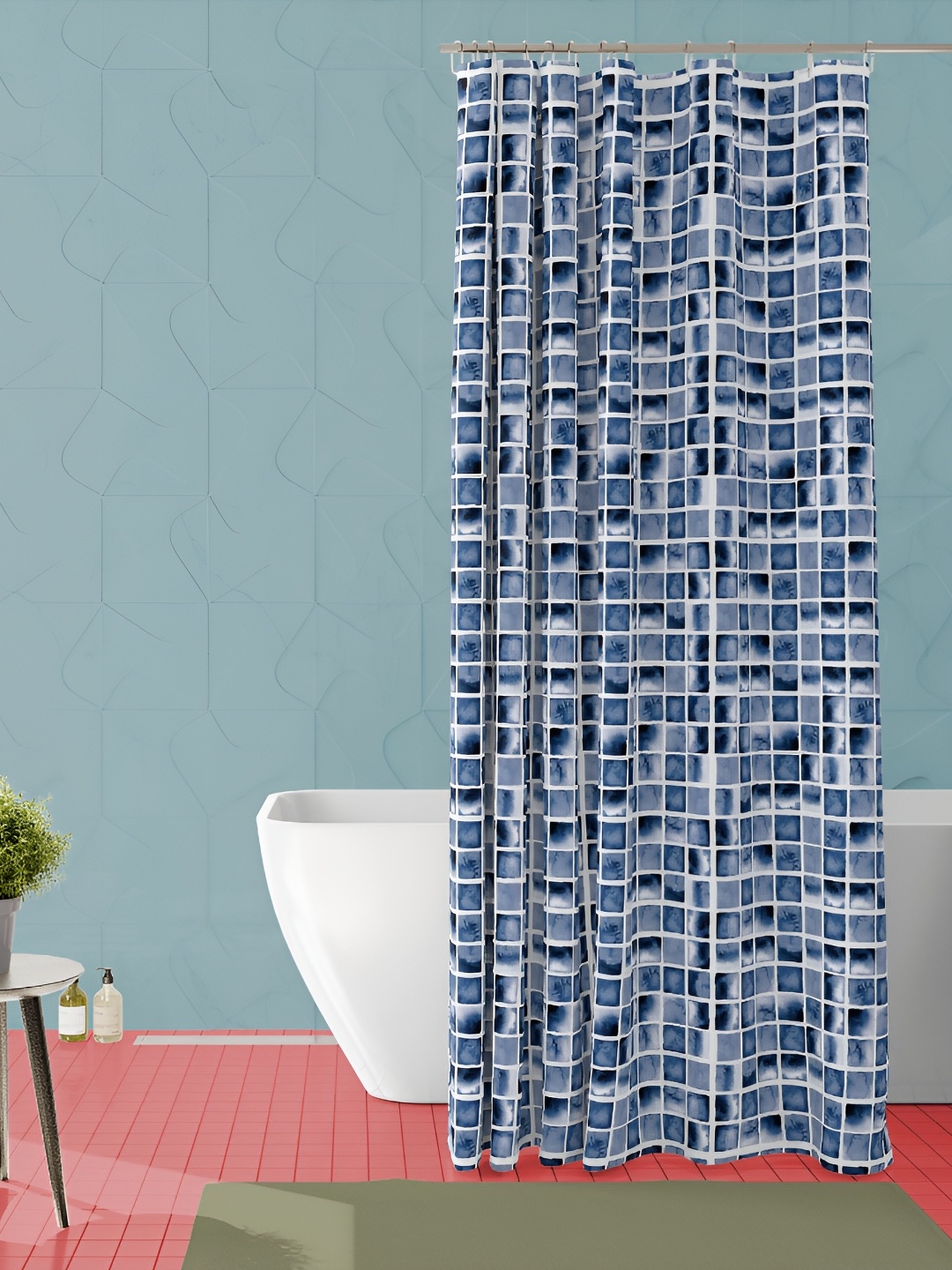 

ArtzFolio Blue & White Printed Waterproof Shower Curtain