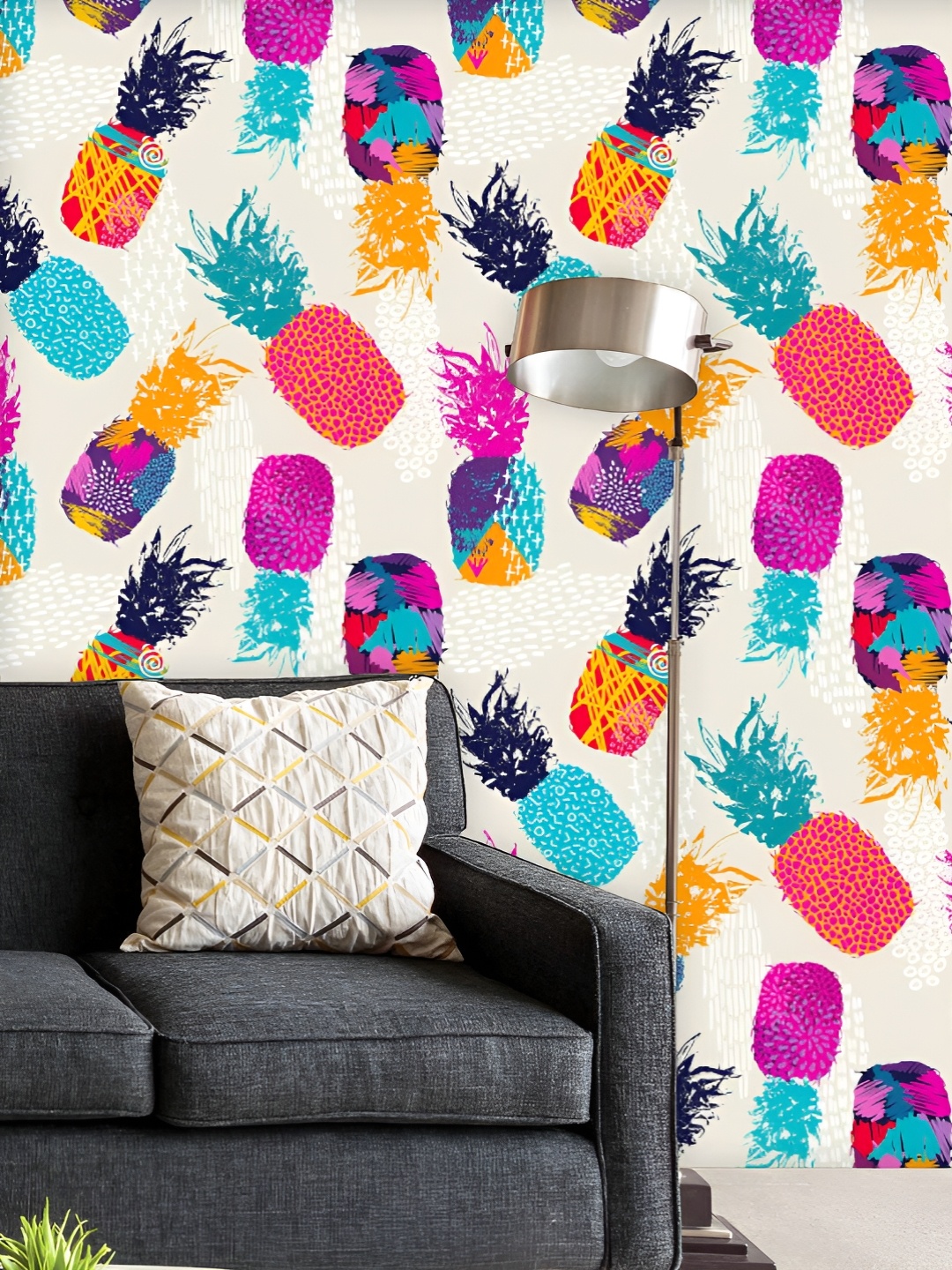 

ArtzFolio Printed UV-Resistant Anti-Bacterial Retro Summer Fruit Peel & Stick Wallpaper, Multi