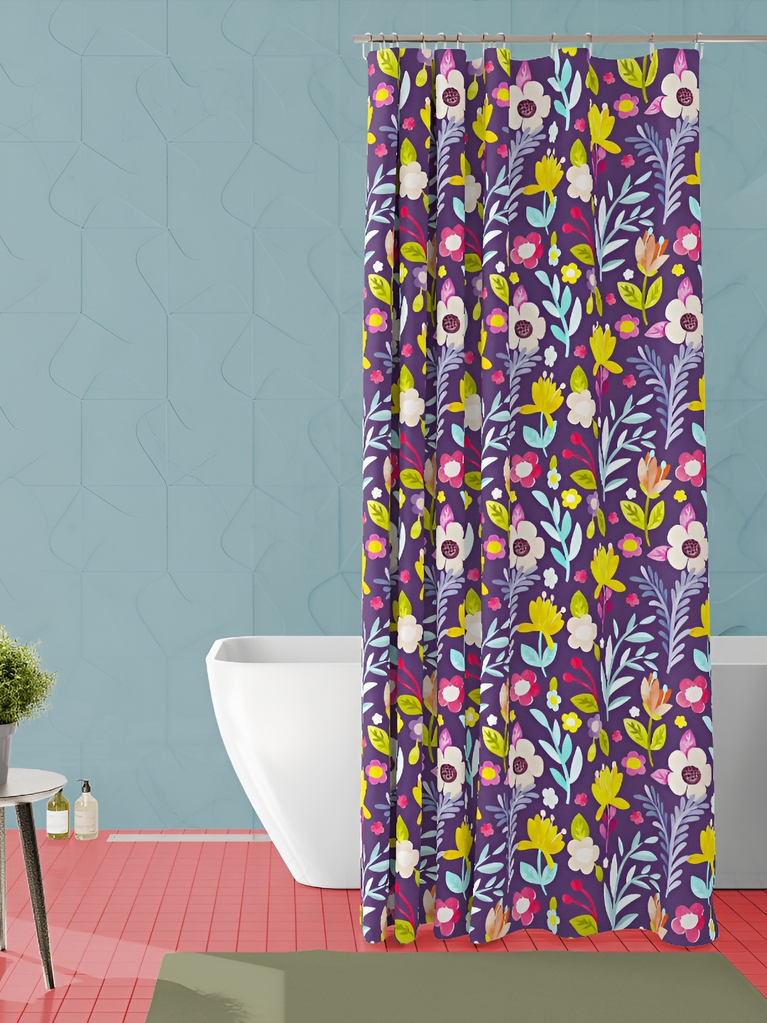 

ArtzFolio Purple and White Floral Printed Waterproof Shower Curtain