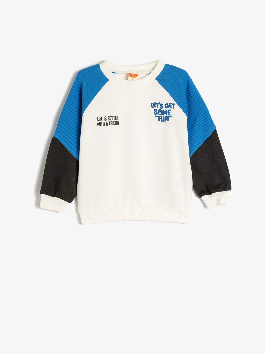 

Koton Boys Colourblocked Round Neck Long Sleeves Sweatshirt, Beige