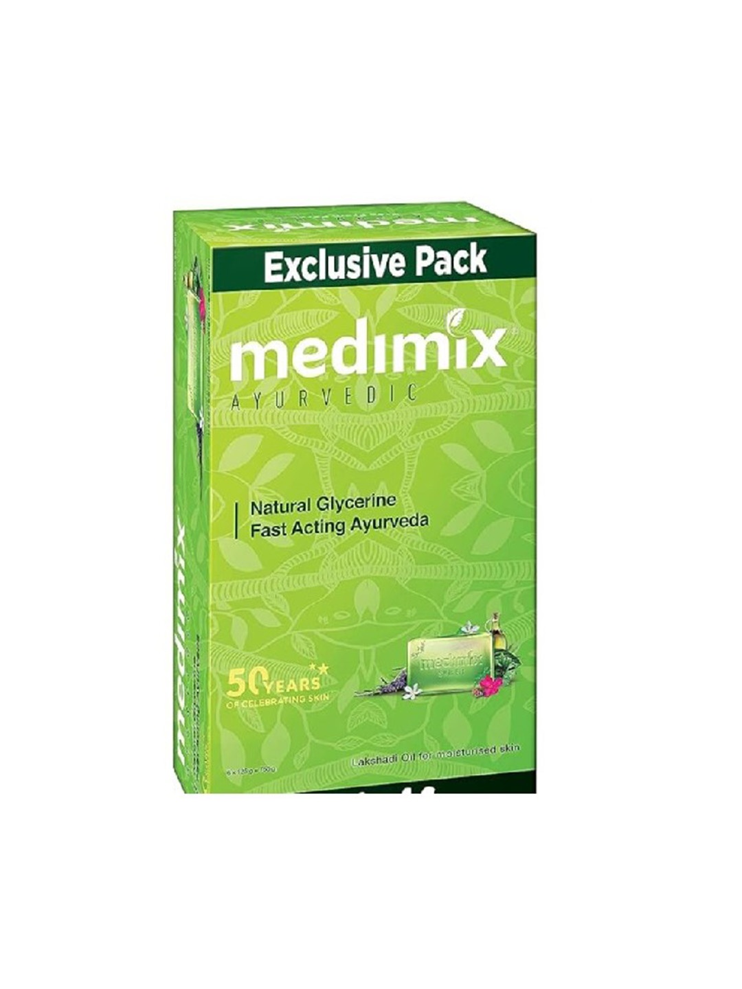 

medimix AYURVEDIC Set of 6 Natural Glycerine Bathing Bar with Lakshadi Oil - 125 g each, Green