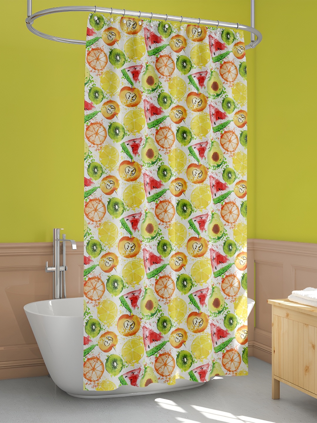 

ArtzFolio Yellow & Green Printed Waterproof Shower Curtain