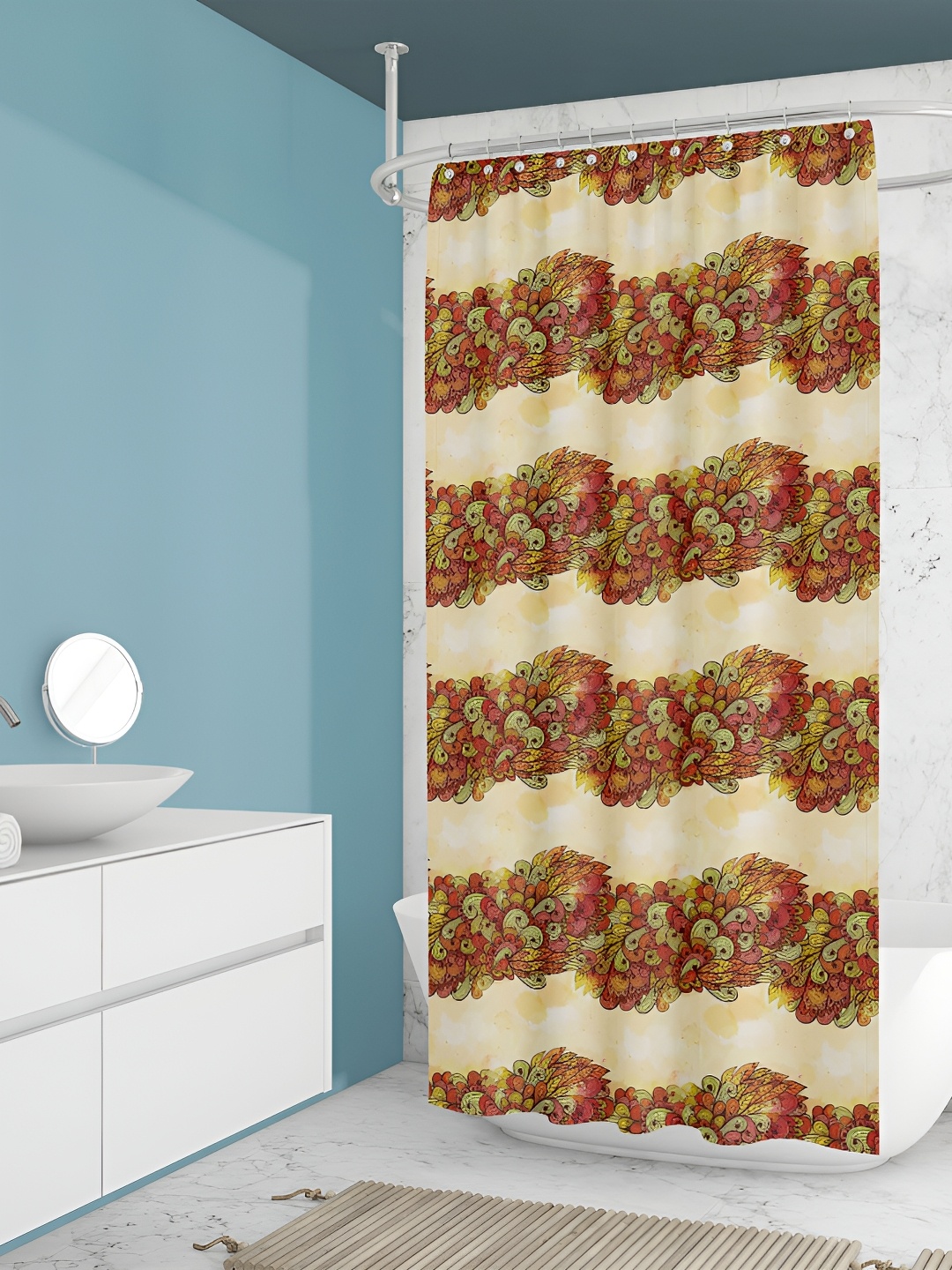 

ArtzFolio White & Brown Printed Waterproof Shower Curtain