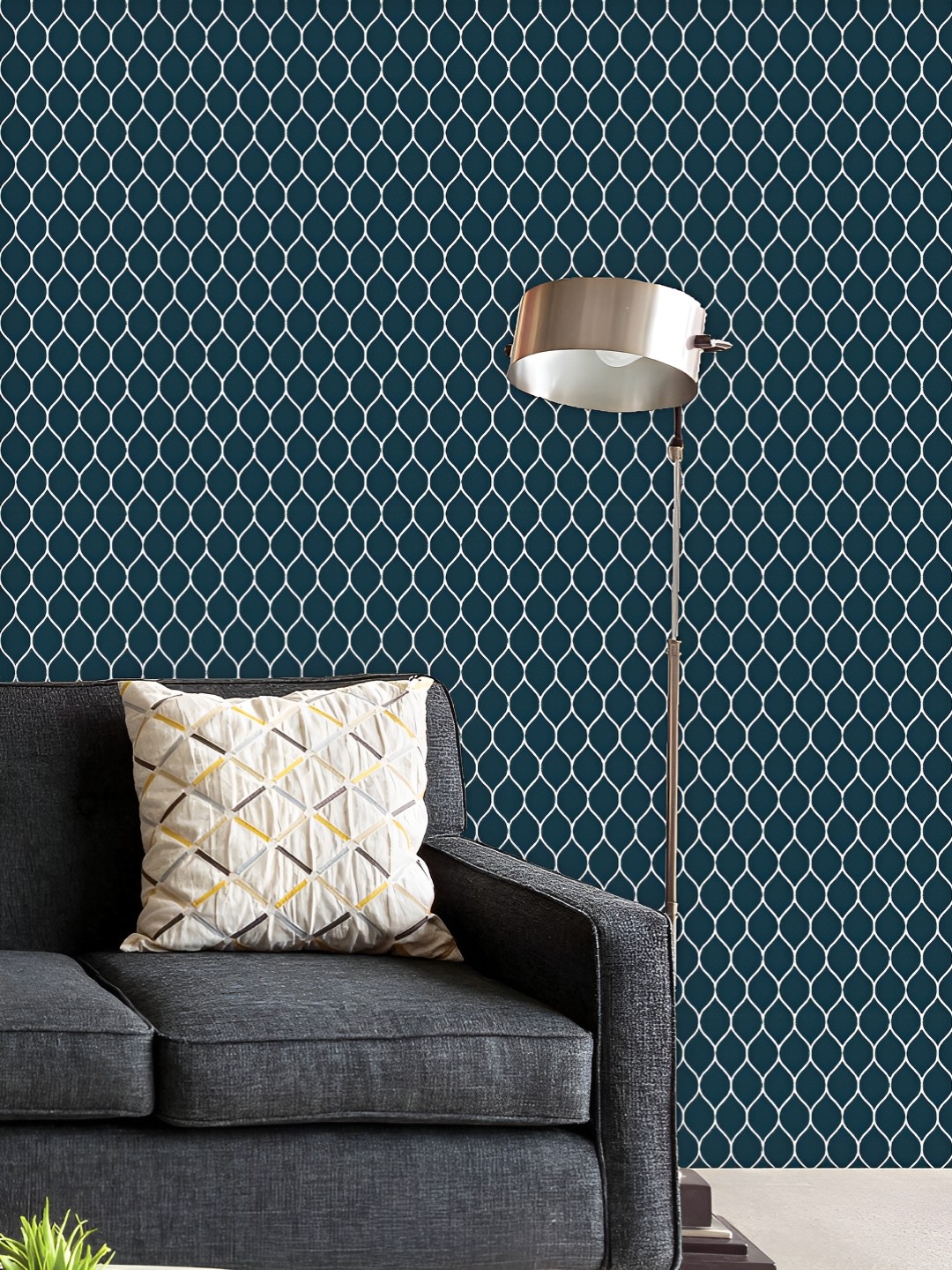 

ArtzFolio Printed UV-Resistant Anti-Bacterial Denim Blue Woven Pattern Peel & Stick Wallpaper, Multi