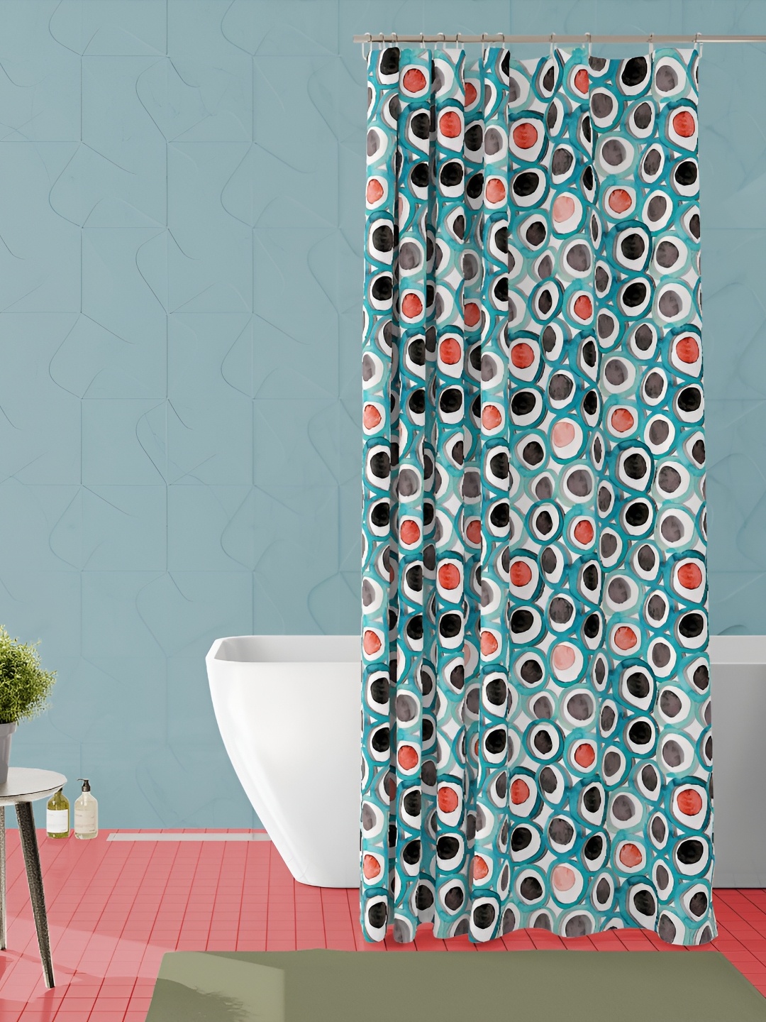 

ArtzFolio Blue & Black Printed Waterproof Shower Curtain