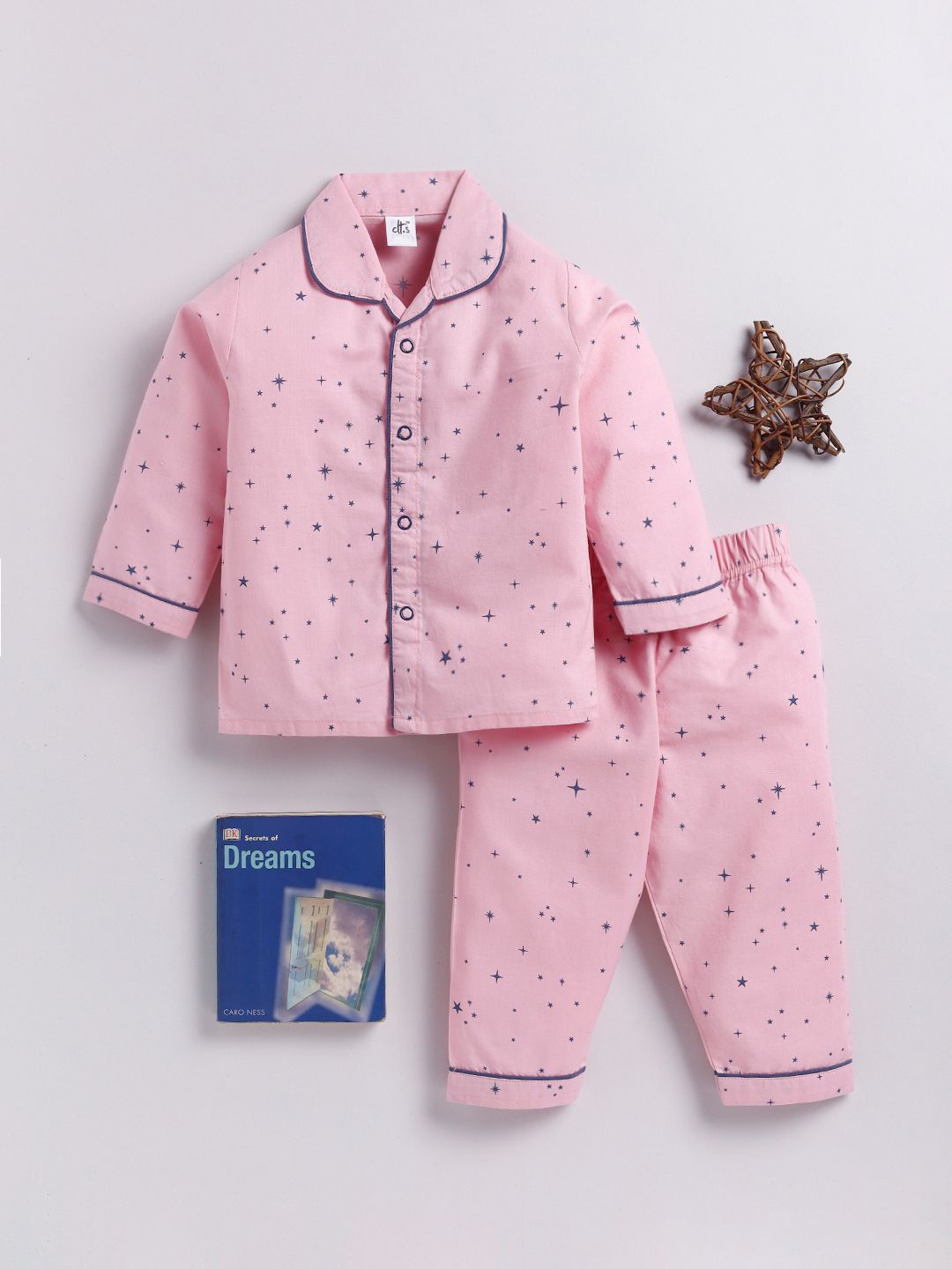 

Clt.s Unisex Kids Pure Cotton Graphic Printed Night suit, Pink
