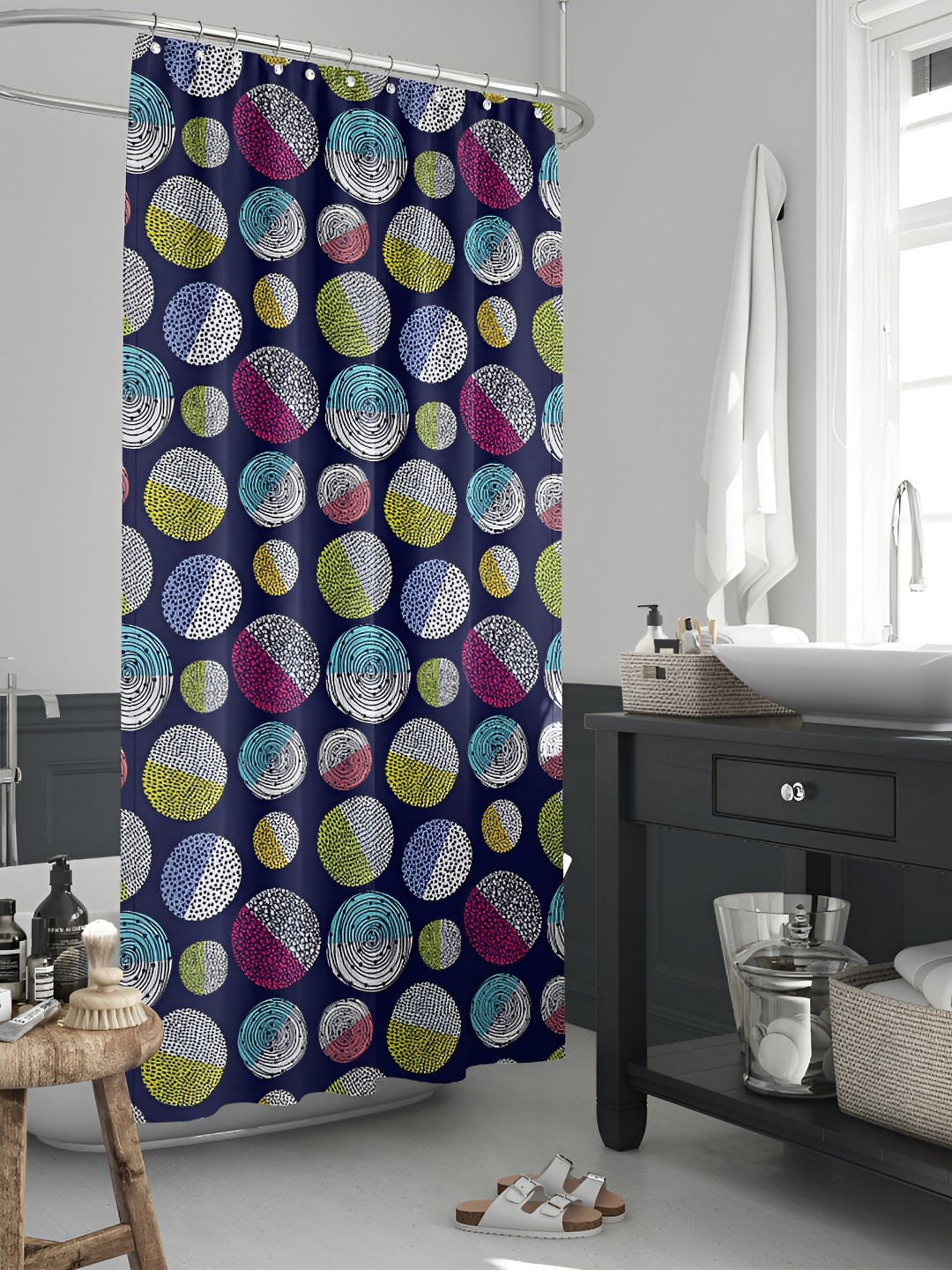 

ArtzFolio Single Piece Waterproof Polyester Shower Curtain, Multi