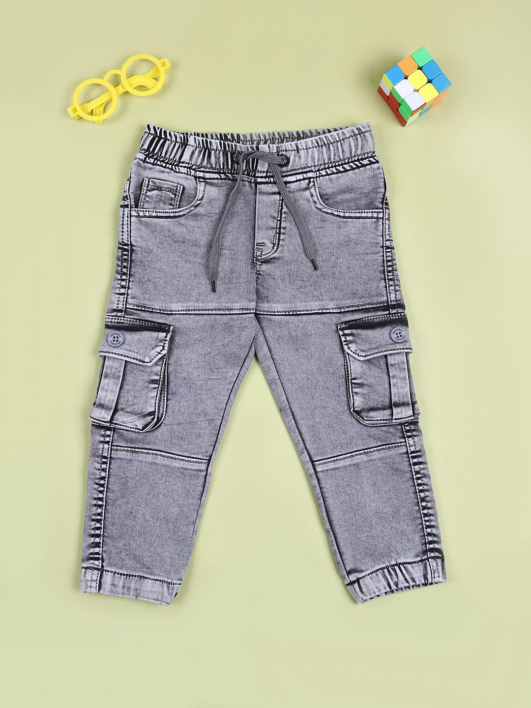 

V-Mart Boys Light Fade Cotton Stretchable Jeans, Grey