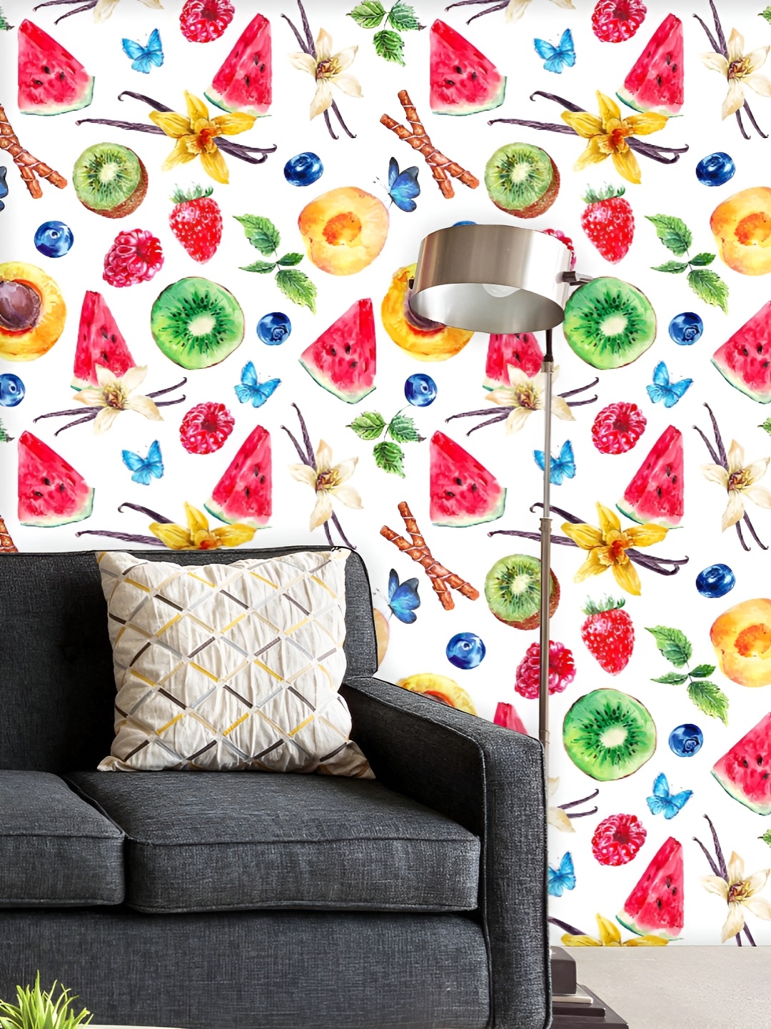 

ArtzFolio Printed UV-Resistant Anti-Bacterial Watercolor Tropical Fruits Peel & Stick Wallpaper, Multi