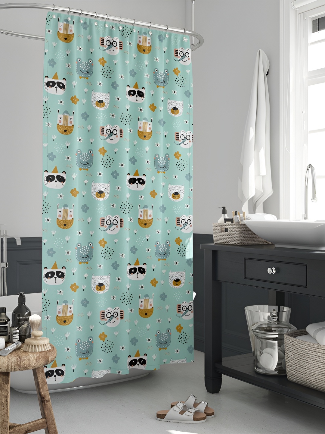 

ArtzFolio Blue & White Printed Waterproof Shower Curtains