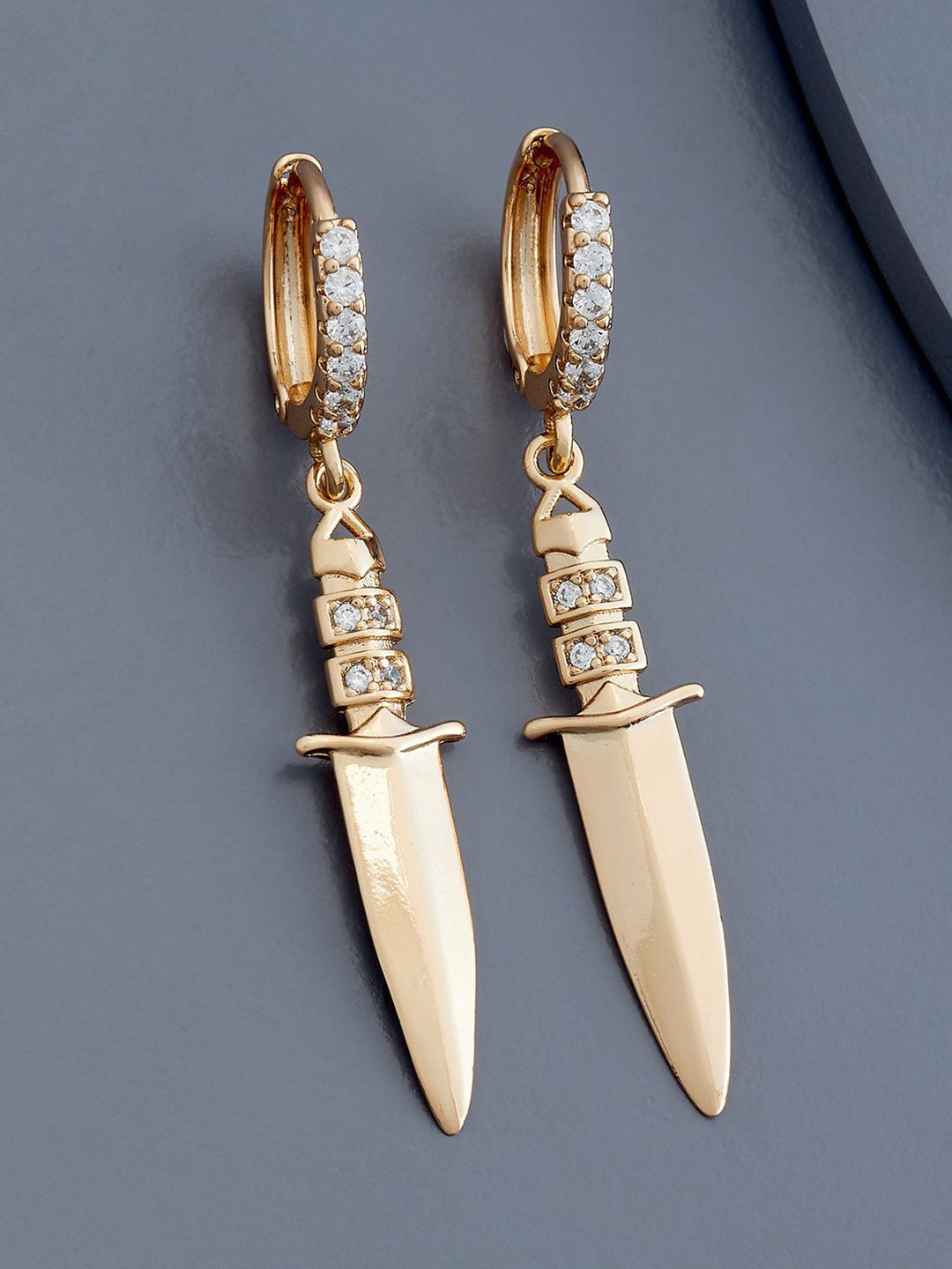 

Kushal's Fashion Jewellery Rose Gold-Plated Zircon Studded Classic Hoop Earrings