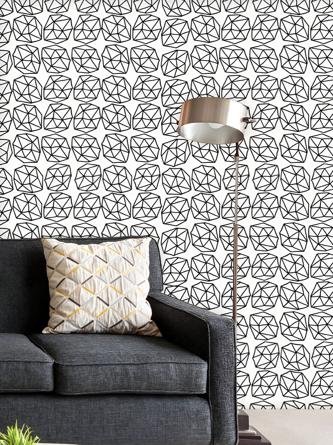 

ArtzFolio Printed UV-Resistant Anti-Bacterial Polygonal Shapes Peel & Stick Wallpaper, Multi