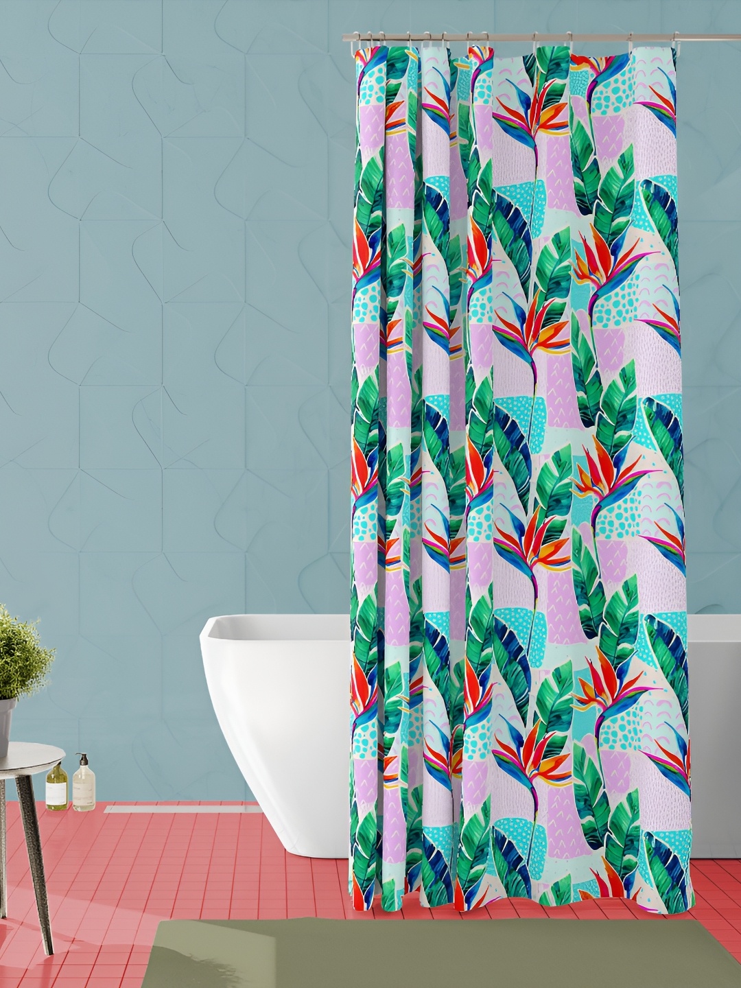 

ArtzFolio Pink & Green Printed Waterproof Shower Curtain