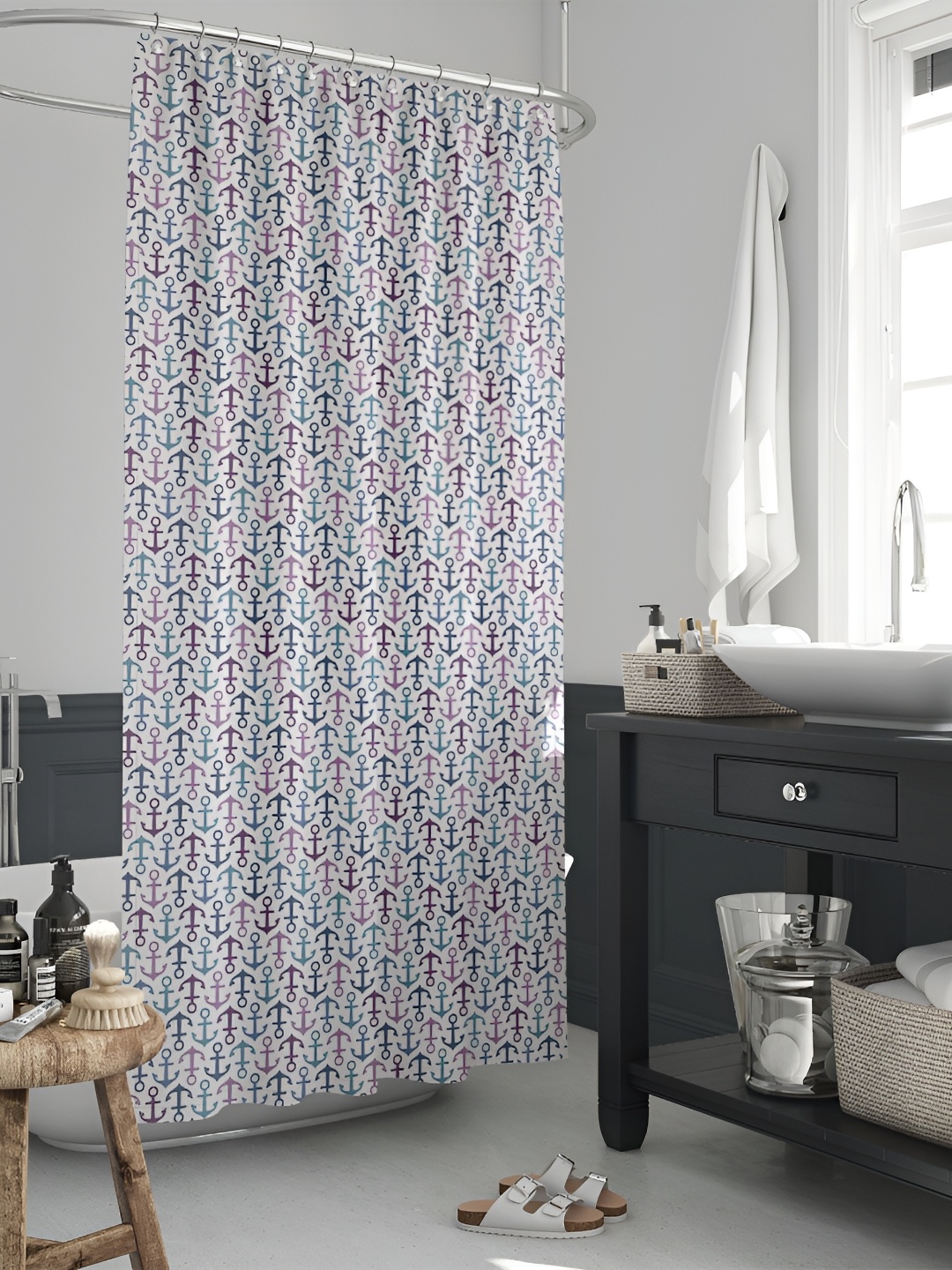 

ArtzFolio White & Pink Printed Waterproof Shower Curtain