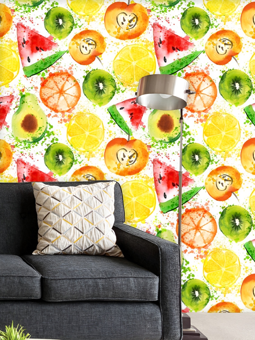 

ArtzFolio Printed UV-Resistant Anti-Bacterial Watercolor Fruits Art Peel & Stick Wallpaper, Multi