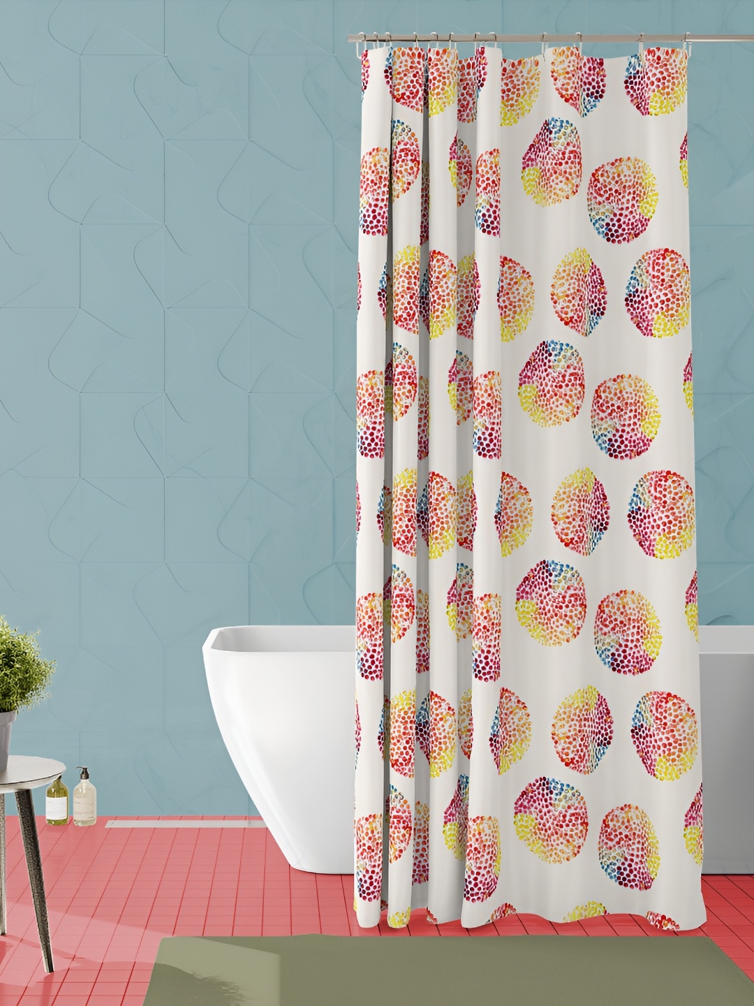 

ArtzFolio White & Red Printed Waterproof Shower Curtains