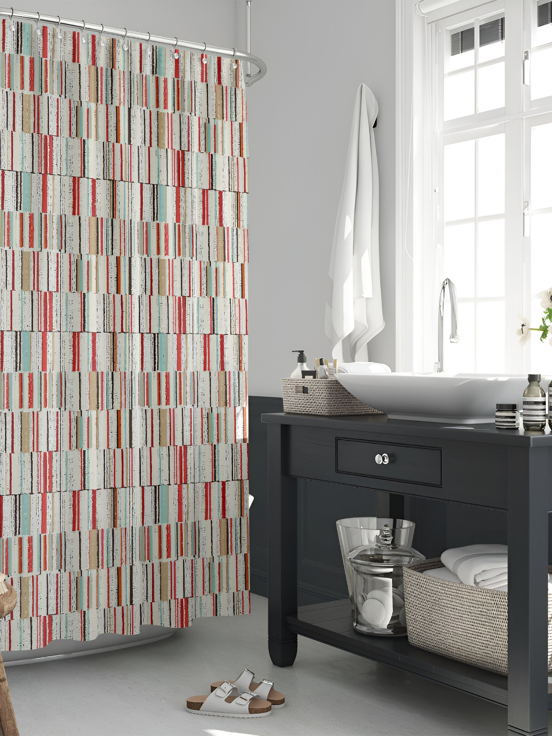 

ArtzFolio Single Piece Waterproof Polyester Shower Curtain, Multi