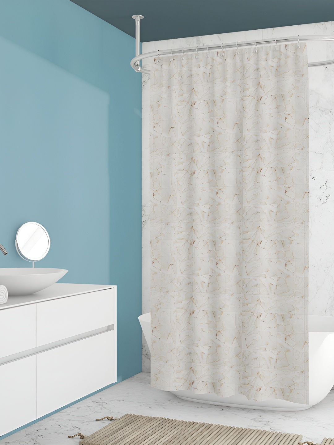 

ArtzFolio White & Brown Abstract Printed Waterproof Shower Curtain