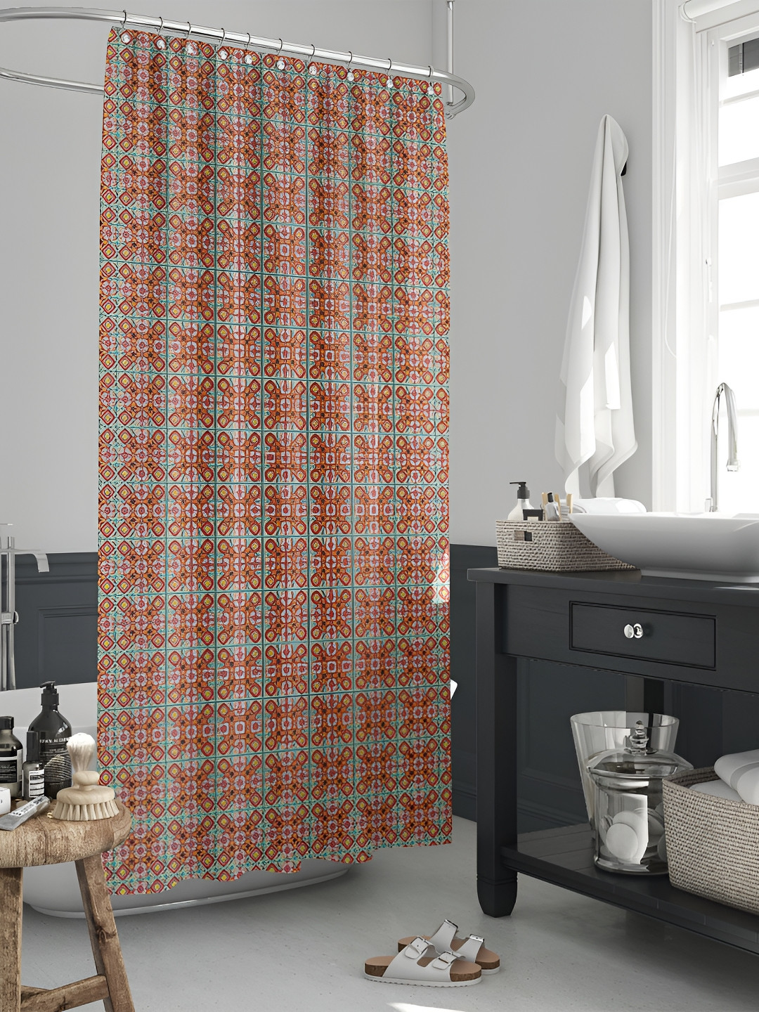 

ArtzFolio Blue & Yellow Abstract Printed Waterproof Shower Curtain