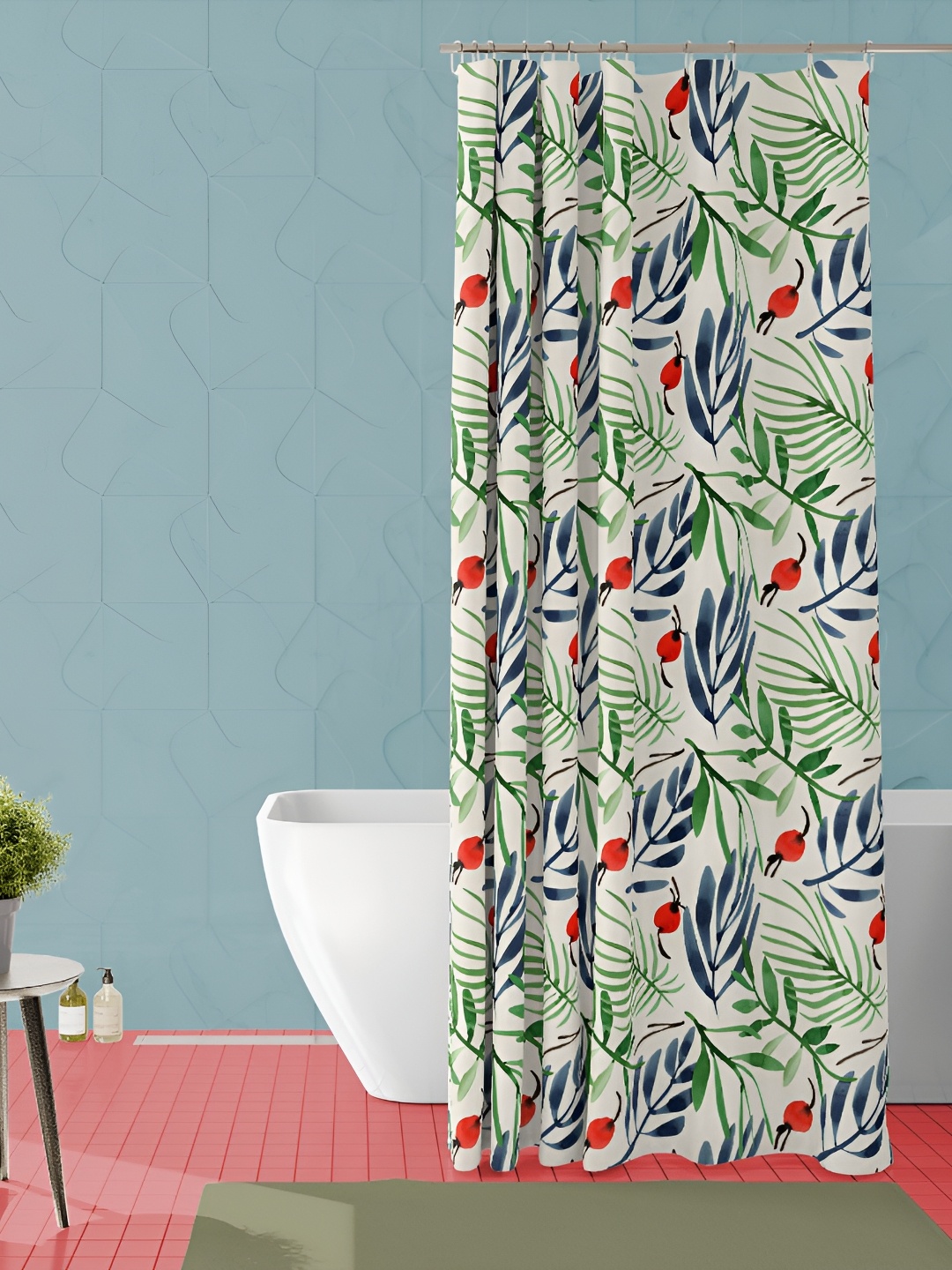

ArtzFolio Cream-Coloured & Green Tropical Printed Shower Curtains