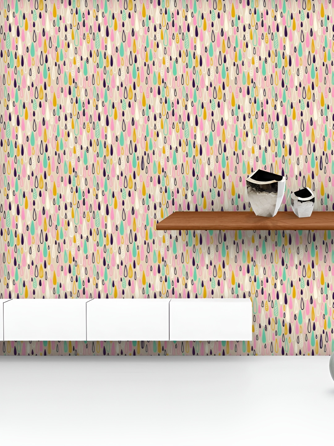 

ArtzFolio Printed UV-Resistant Anti-Bacterial Kids Colored Rain Peel & Stick Wallpaper, Multi