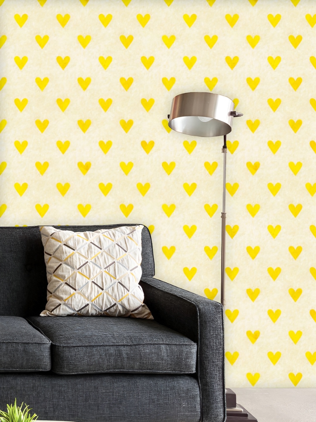 

ArtzFolio Printed UV-Resistant Anti-Bacterial Watercolor Yellow Heart Peel & Stick Wallpaper, Multi