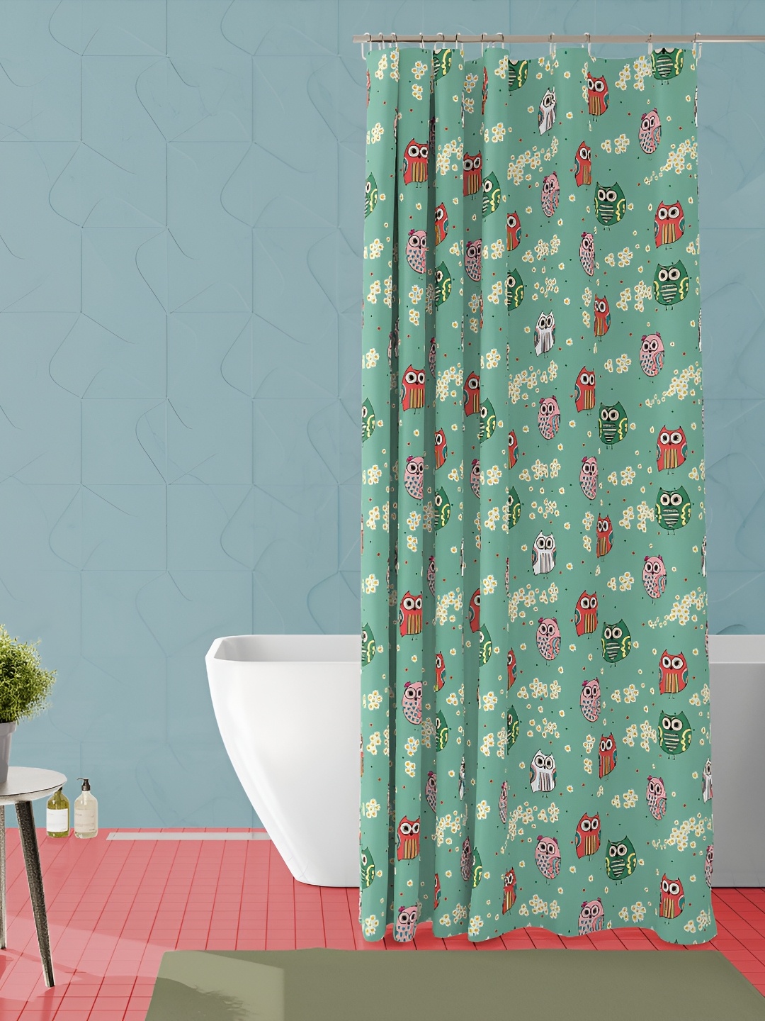 

ArtzFolio Green and Red Animal Printed Waterproof Shower Curtain