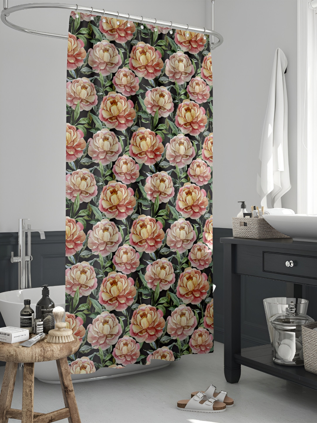 

ArtzFolio Black & Pink Printed Waterproof Shower Curtains